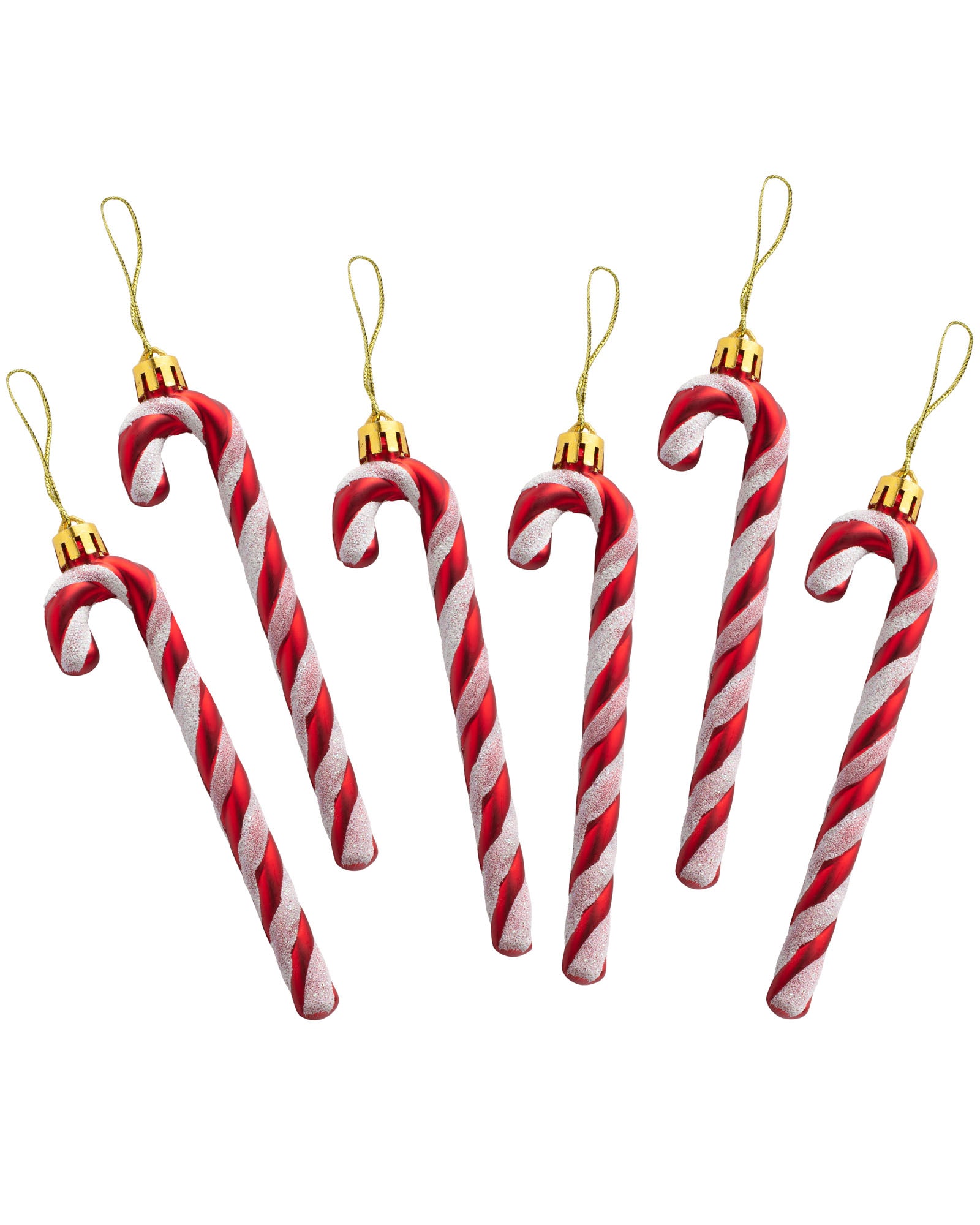 Set of 6 Shatterproof Candy Cane Baubles, Red & White, 13 cm