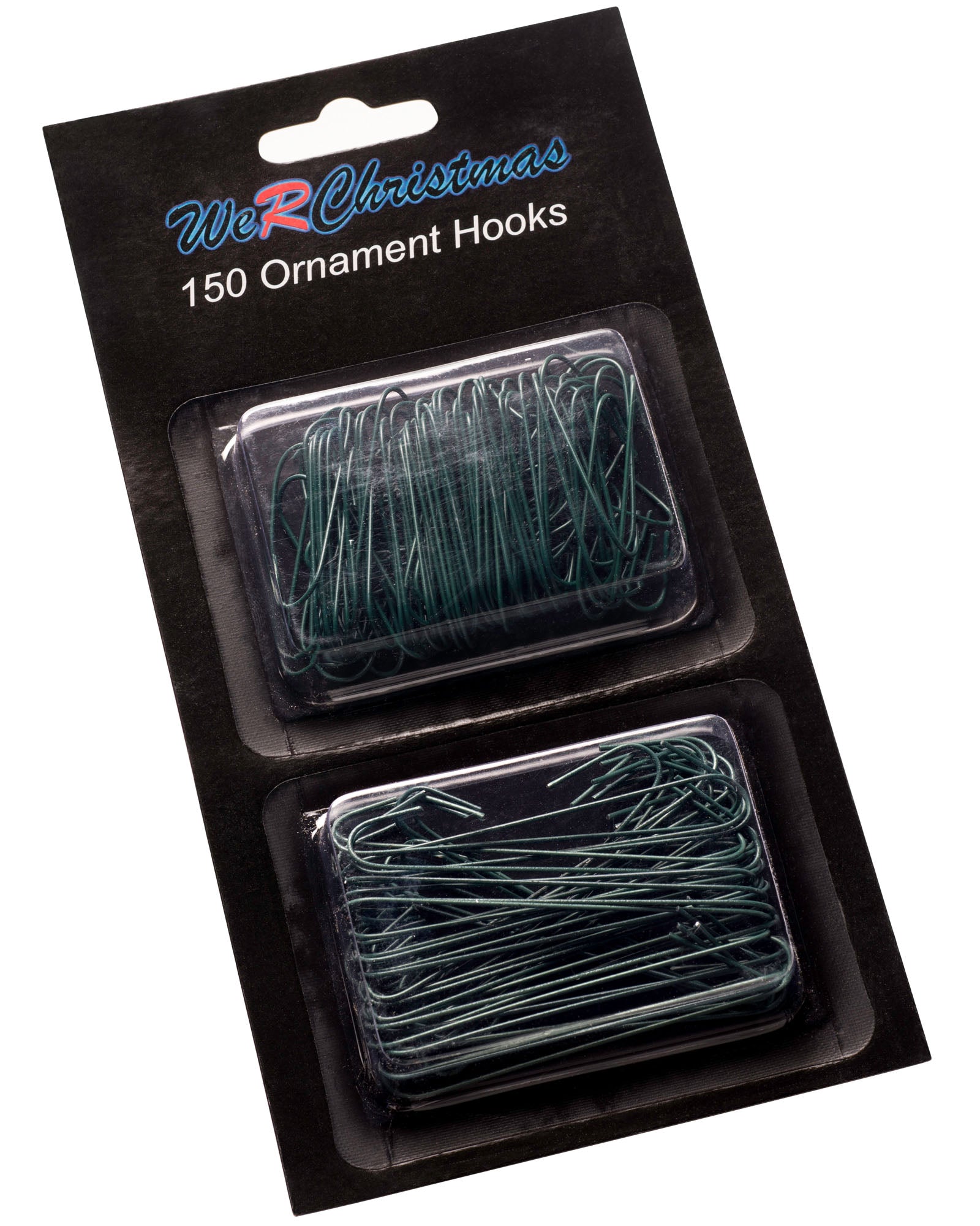 Pack of 150 Bauble Ornament Hooks, Green