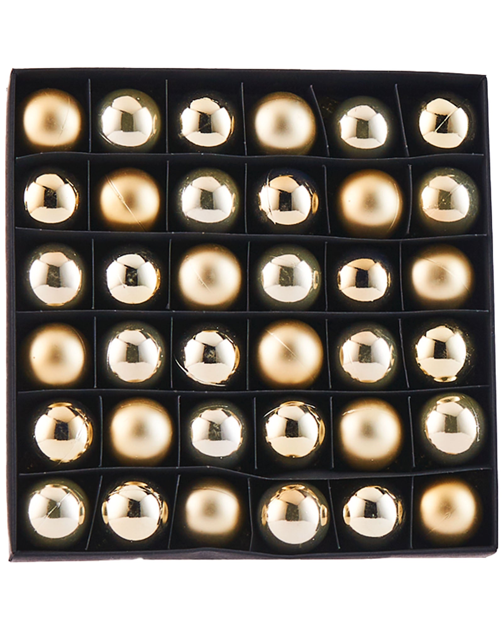 36 Gold Shatterproof Baubles, 3 cm