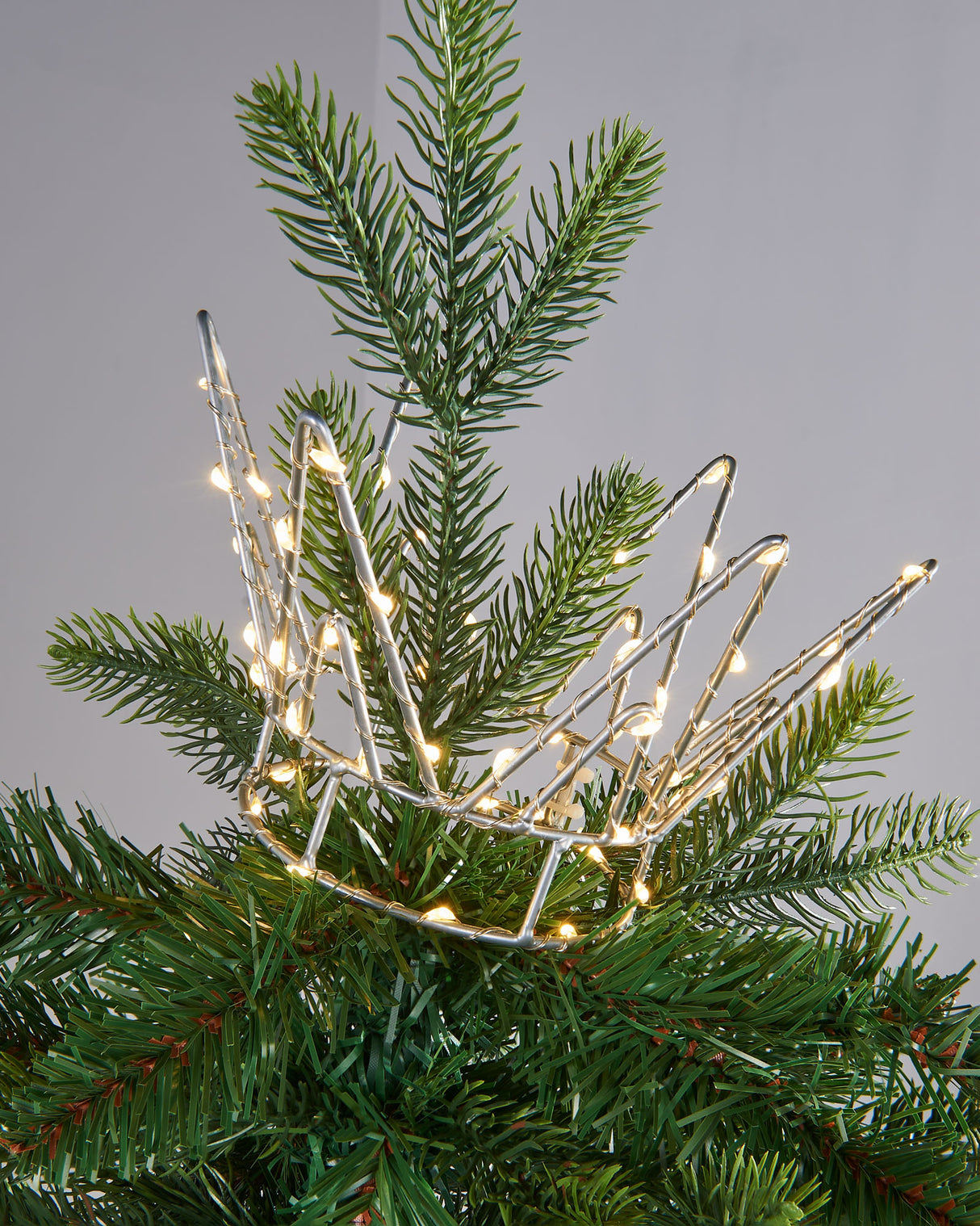 Pre-Lit Crown Christmas Tree Topper, 18 cm