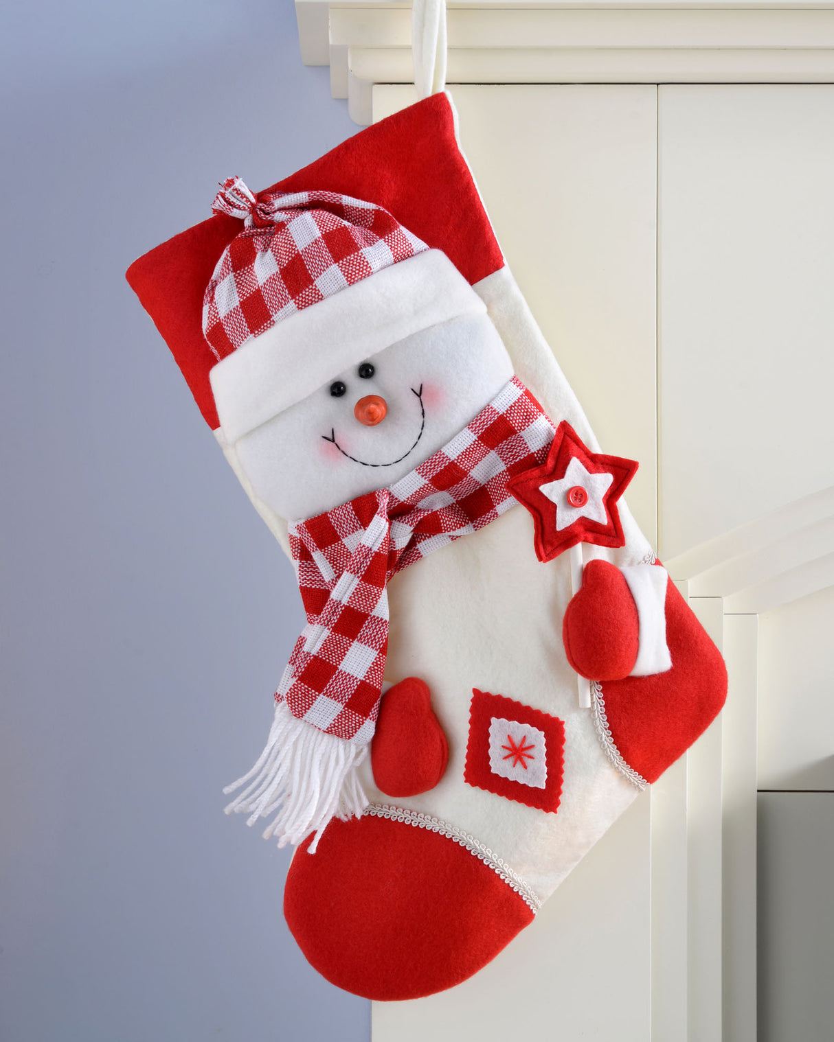 Set of 2 Snowman and Santa Stockings, Tartan, 48 cm