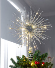 Starburst Christmas Tree Topper, Silver, 32 cm
