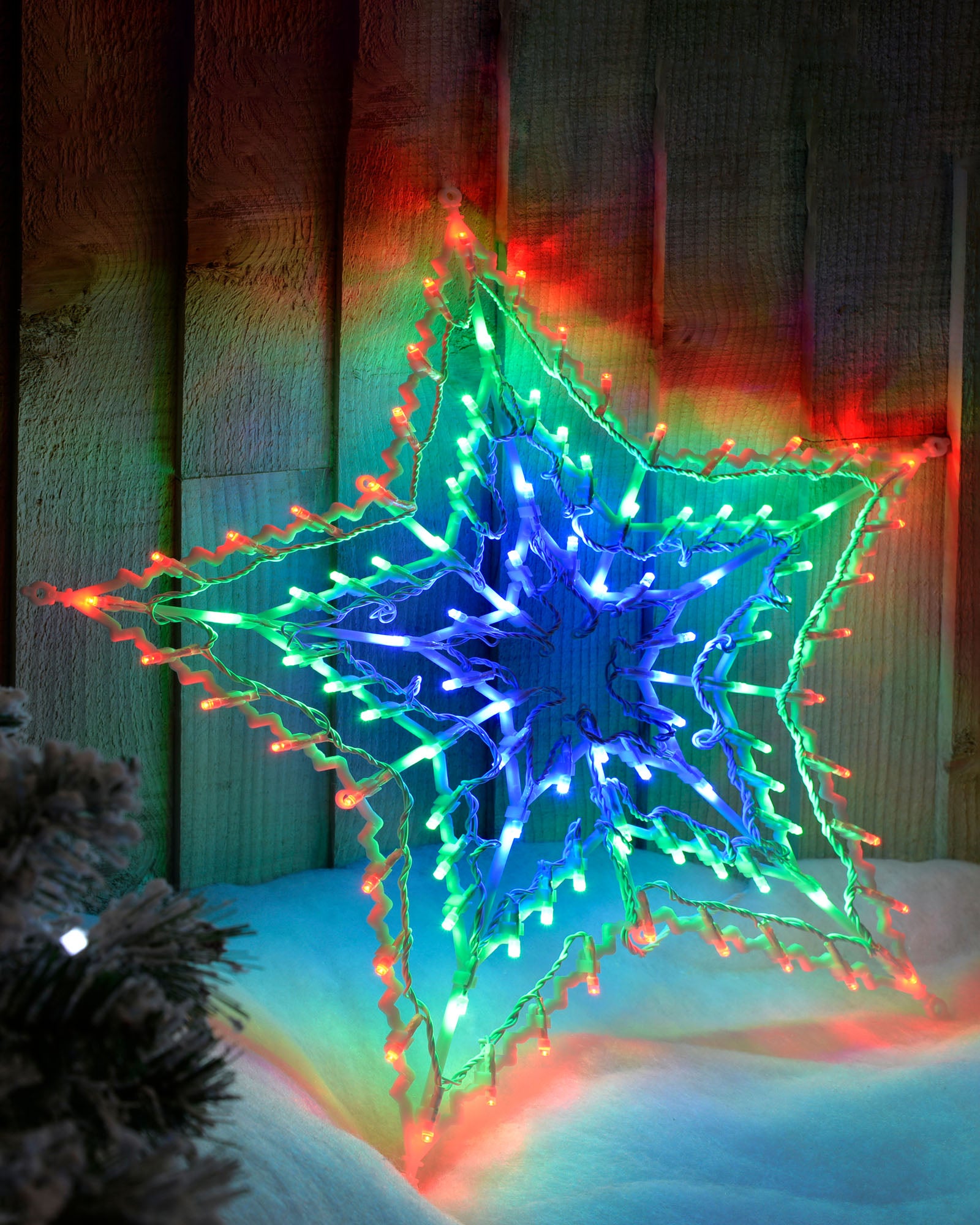 Pre-Lit Chasing Star Hanging Light, Multi-Coloured, 51 cm