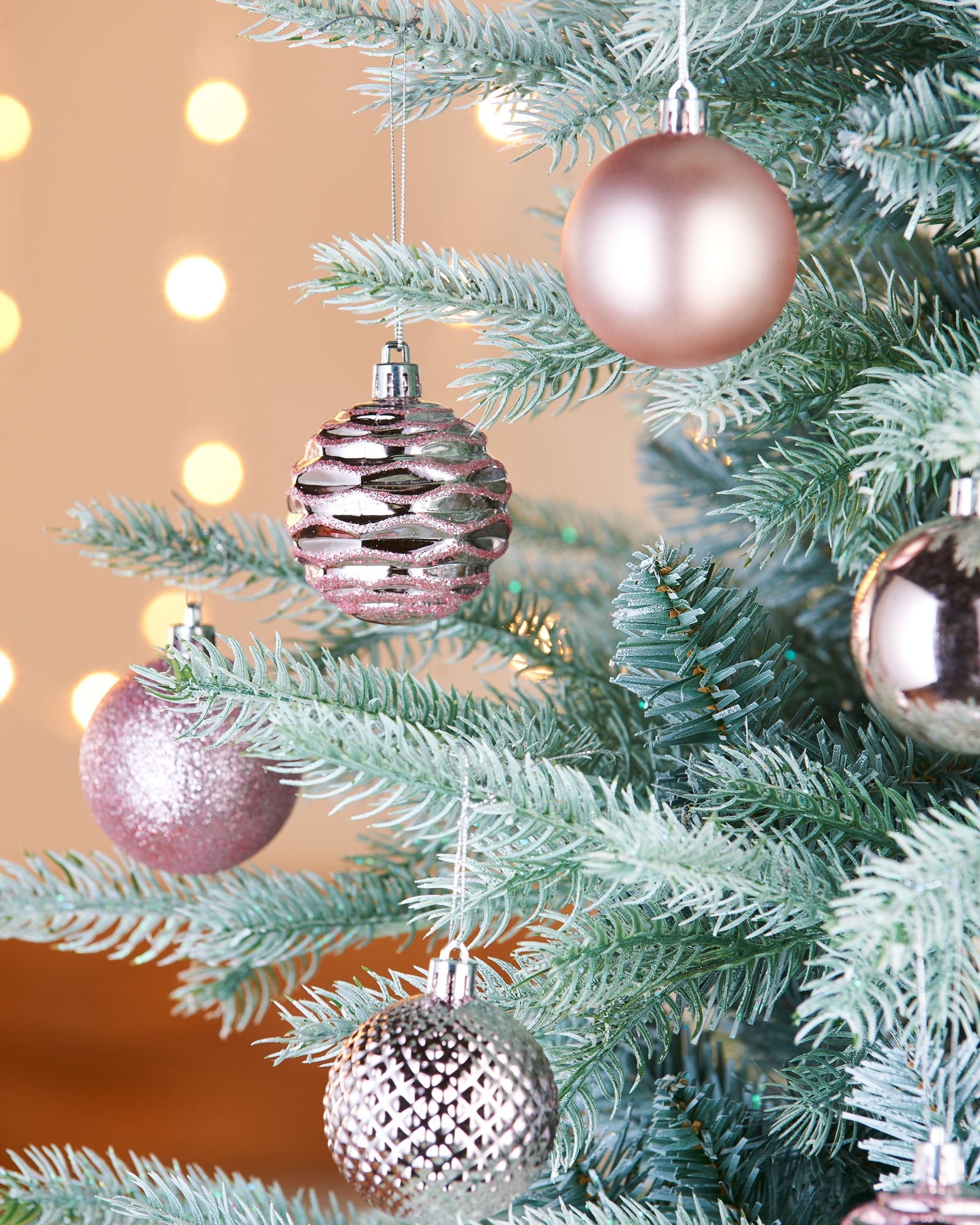 50 Baby Pink Shatterproof Baubles, 6 cm