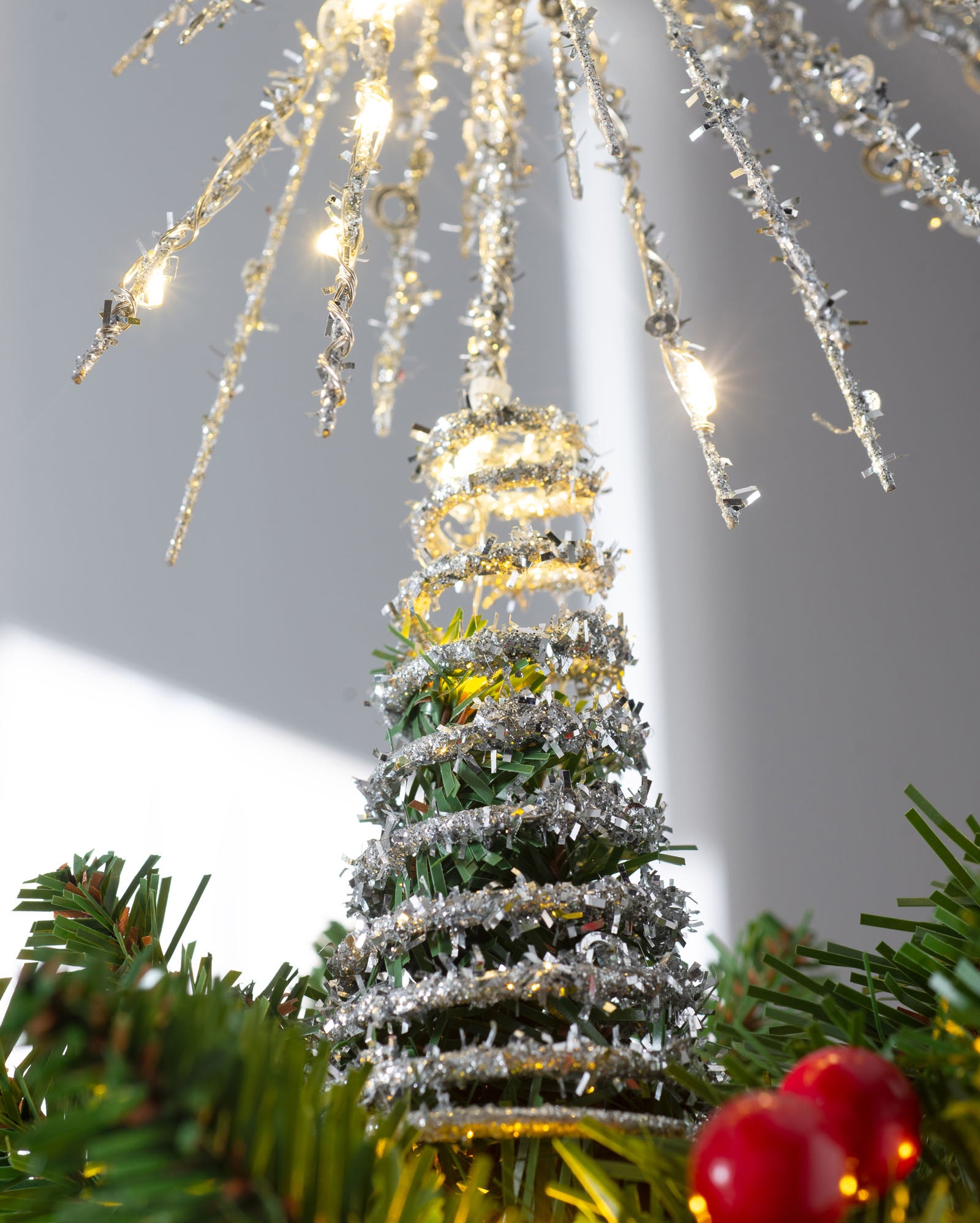 Starburst Christmas Tree Topper, Silver, 32 cm