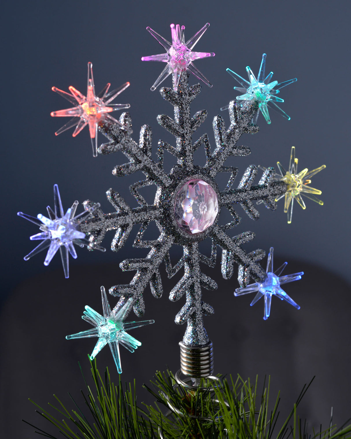 Colour Changing Snowflake Christmas Tree Topper, 29 cm
