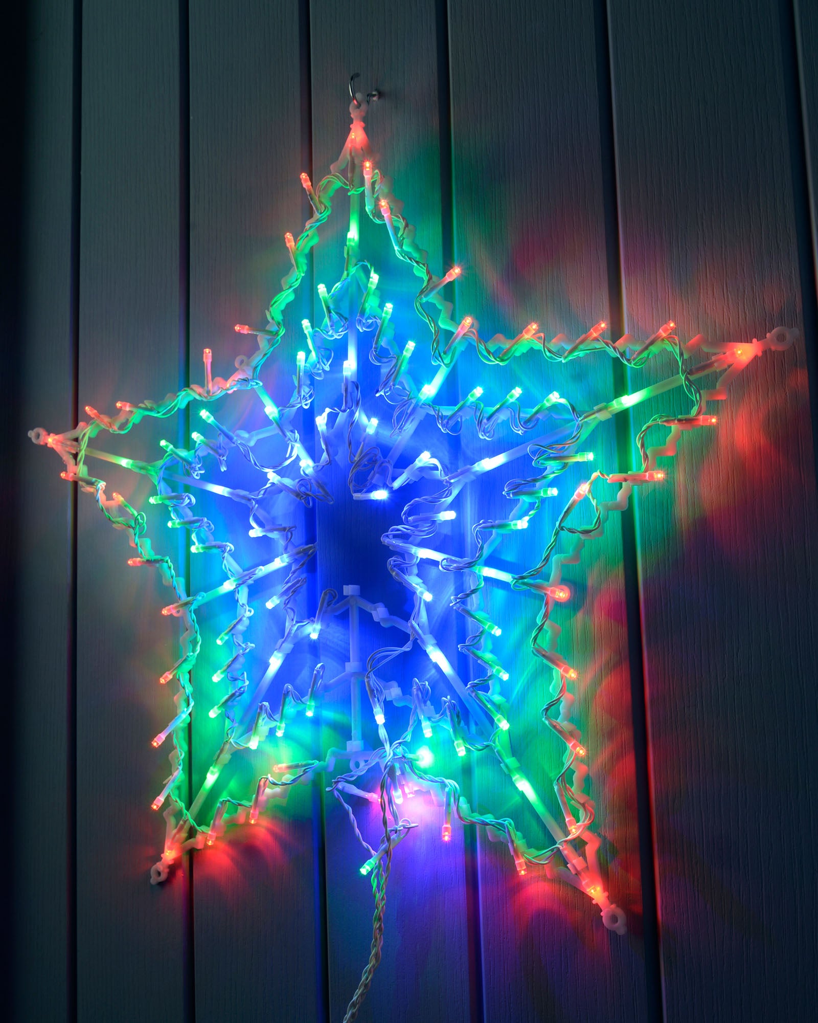 Pre-Lit Chasing Star Hanging Light, Multi-Coloured, 51 cm