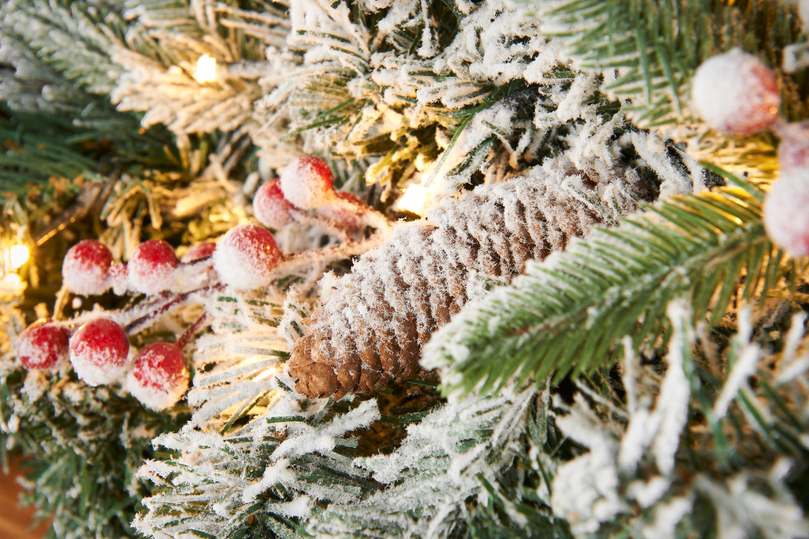 Pre-Lit Multi-Function Extra-Thick Mixed Pine Snow Flocked Garland, 9 ft