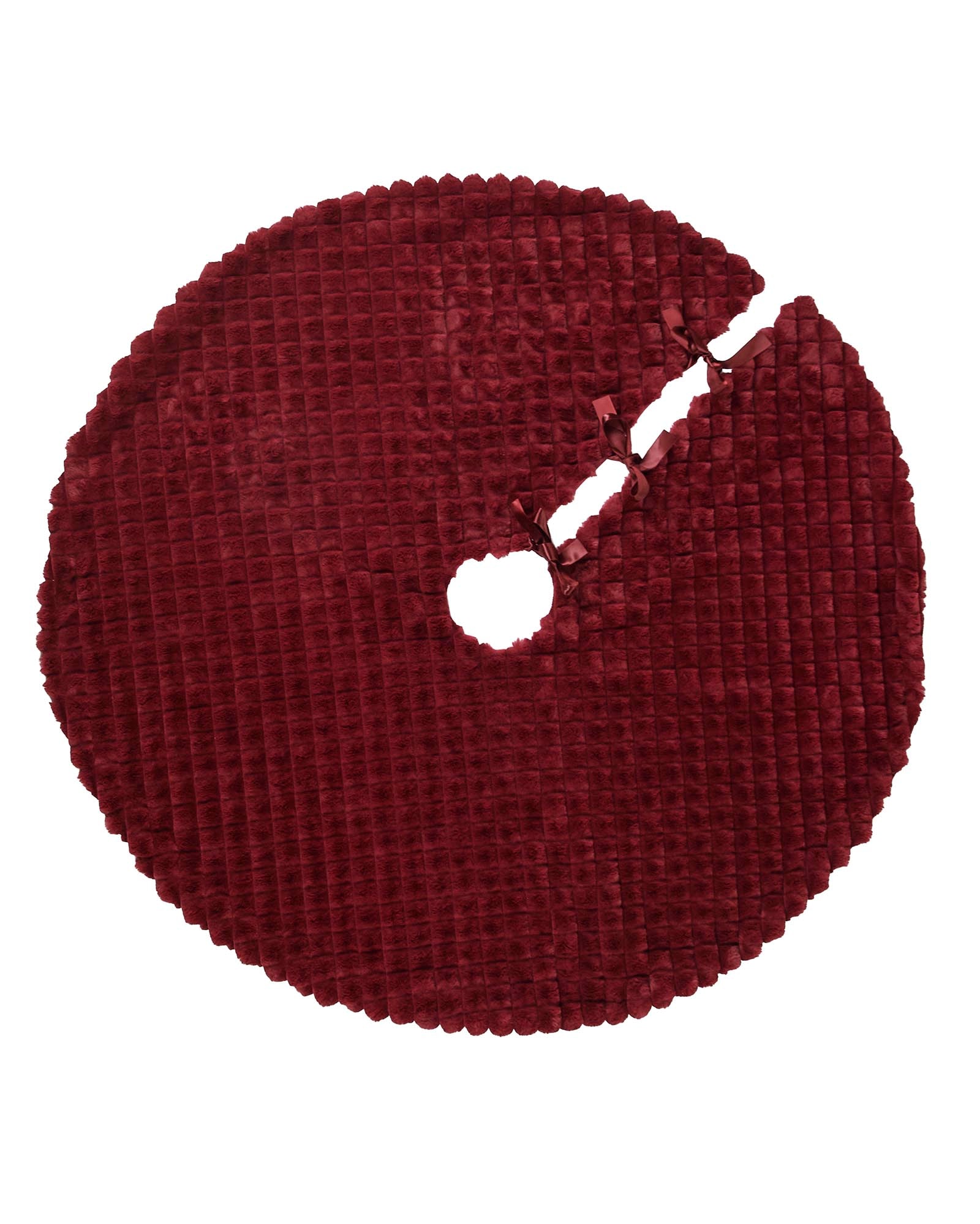 Faux Fur Diamond Tree Skirt, Burgundy, 122 cm