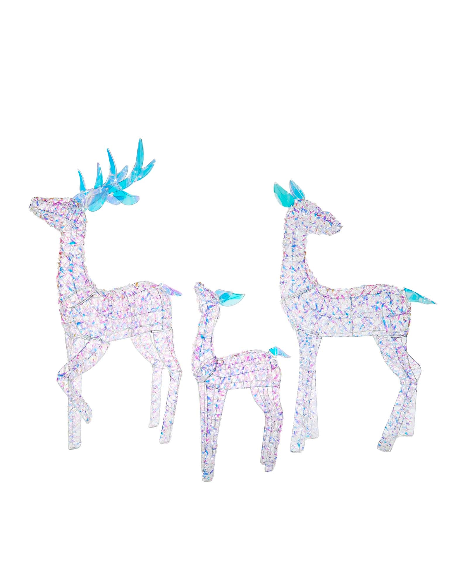 Pre-Lit 3D Reindeer Family Silhouette, Iridescent