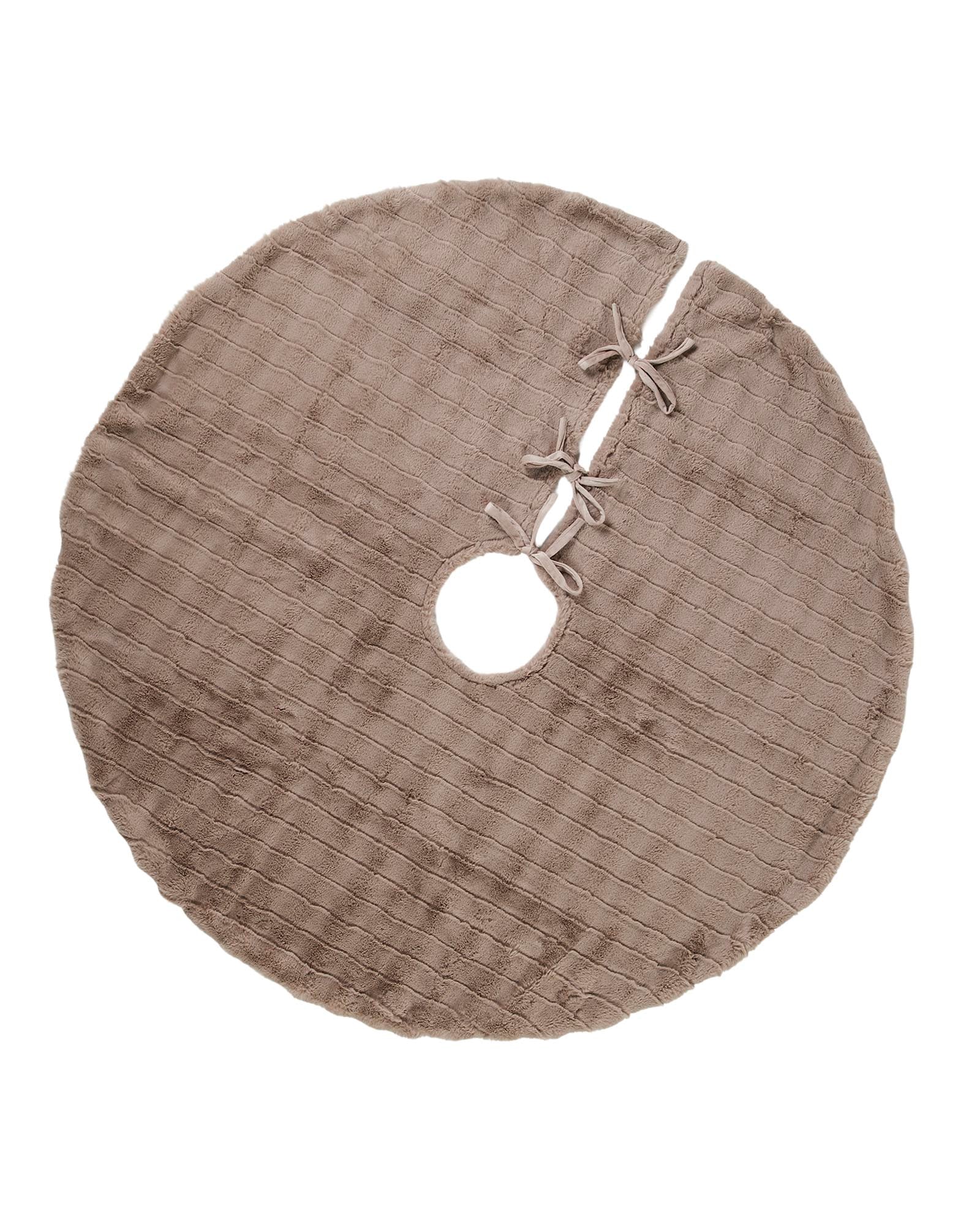Faux Fur Tree Skirt with Bows, Mocha, 132 cm