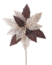 Brown & Beige Artificial Poinsettia Flower, 28 cm