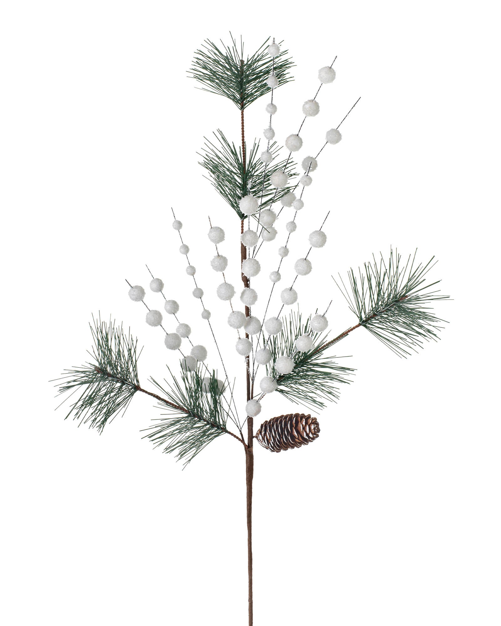 White Artificial Berries and Pinecone Pick, 66 cm