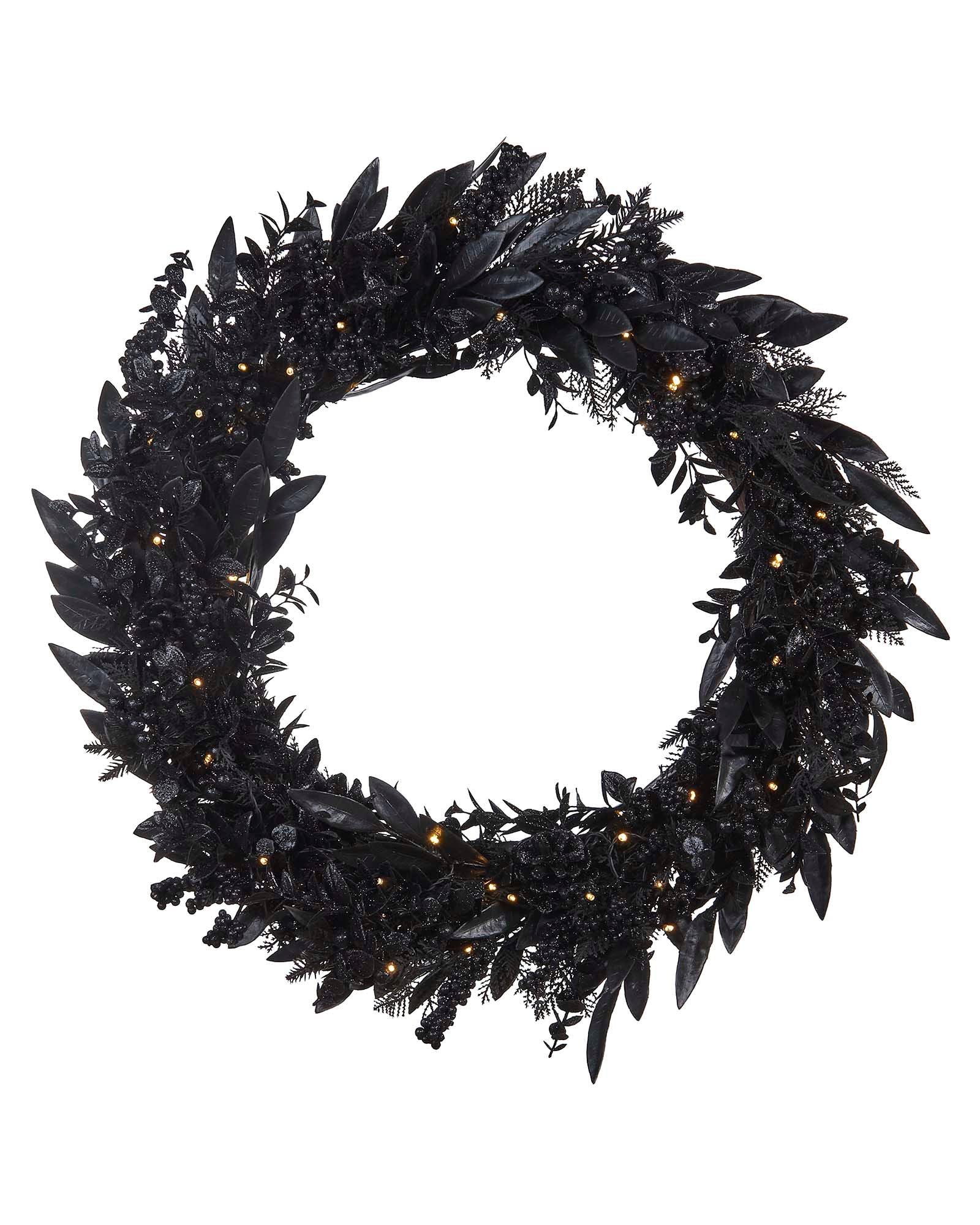 Pre-Lit Mixed Tip Garland / Wreath, Black