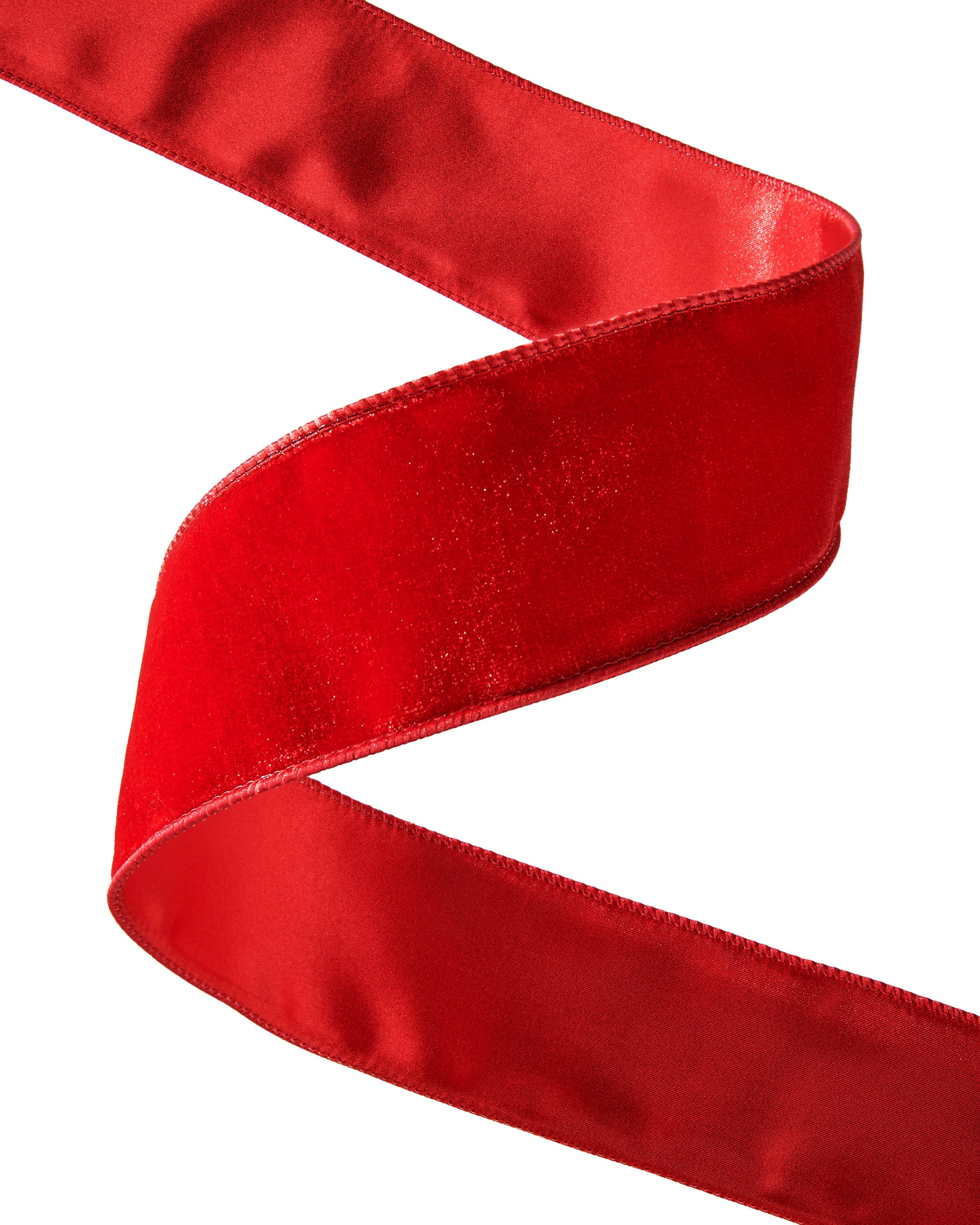 Double-Sided Wired Velvet Ribbon, Red, 9 m