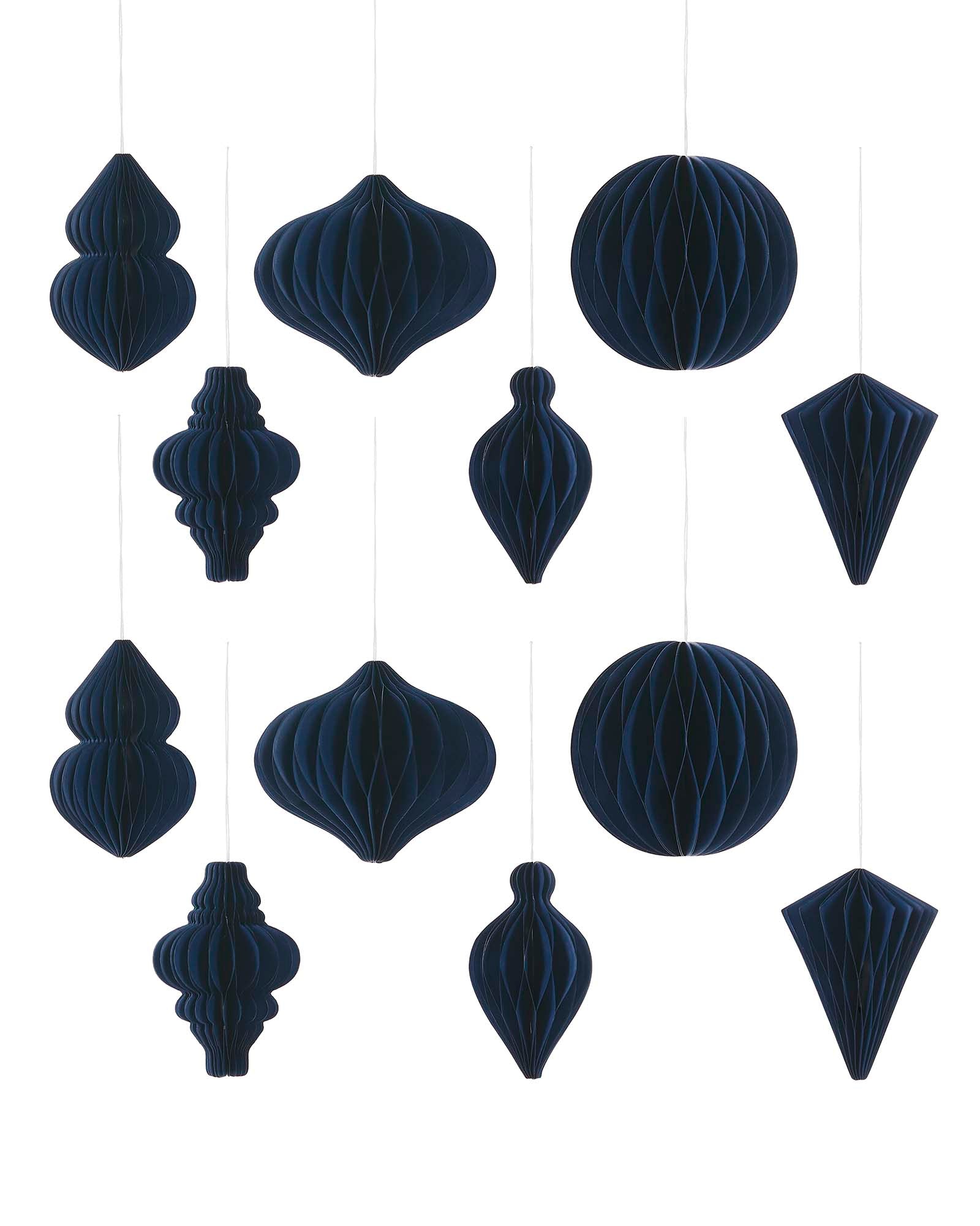 12 Navy Premium Hanging Paper Decorations