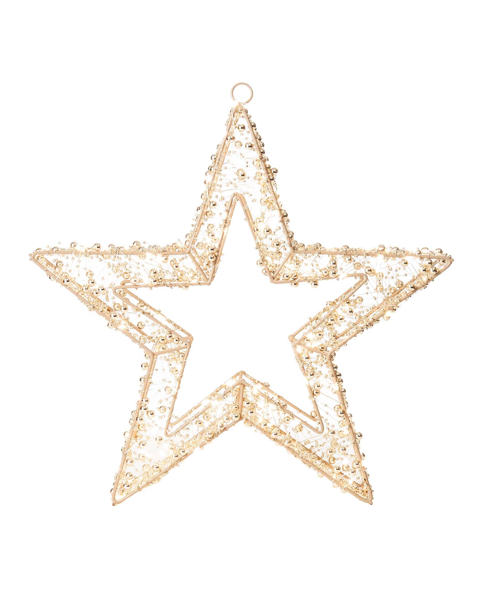 Pre-Lit Beaded Gold Star