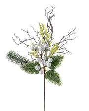 White Artificial Frosted Berries Pick, 31 cm