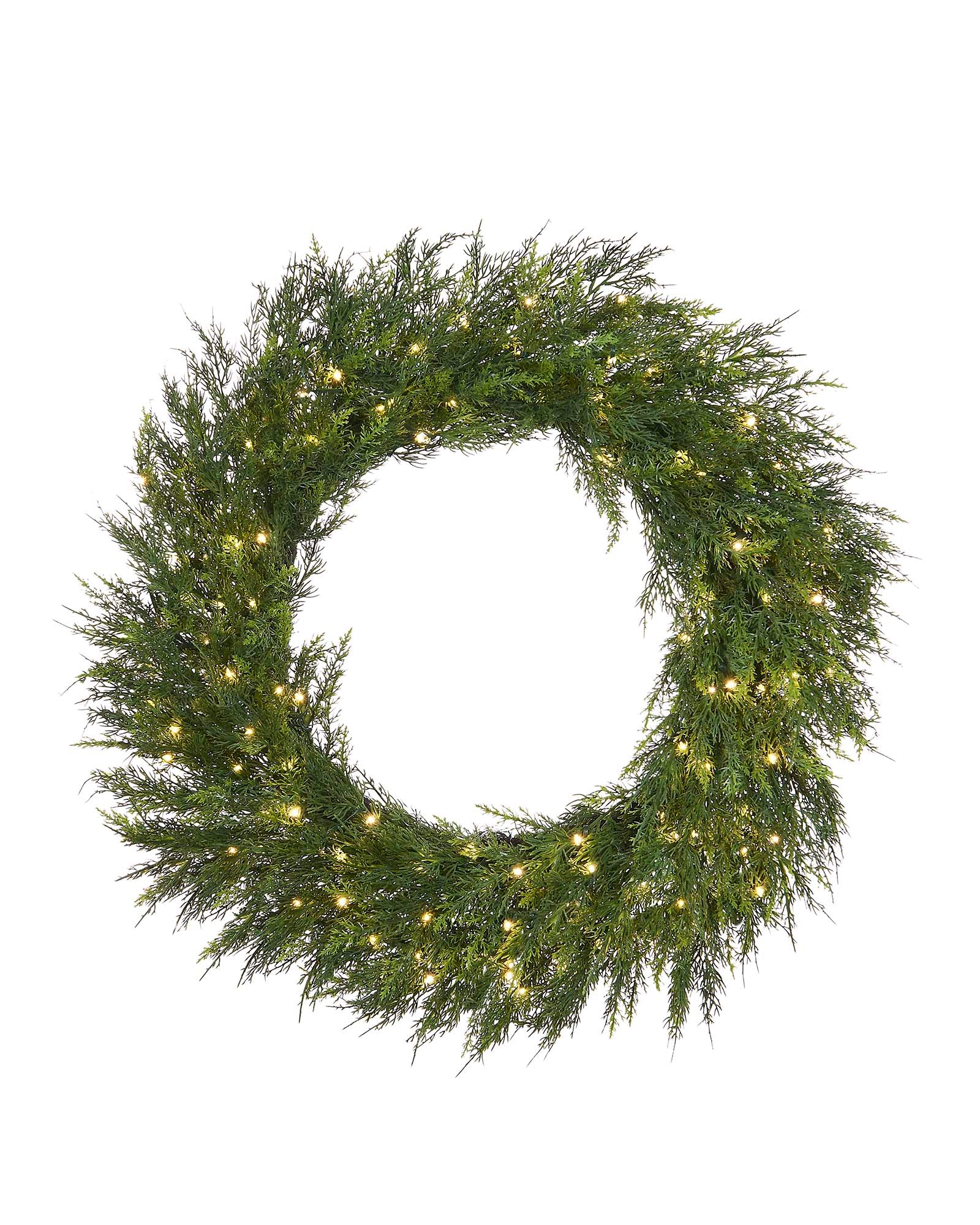Pre-Lit Cypress Fir Wreath, 76 cm