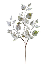 White Artificial Frosted Berries Pick, 25 cm