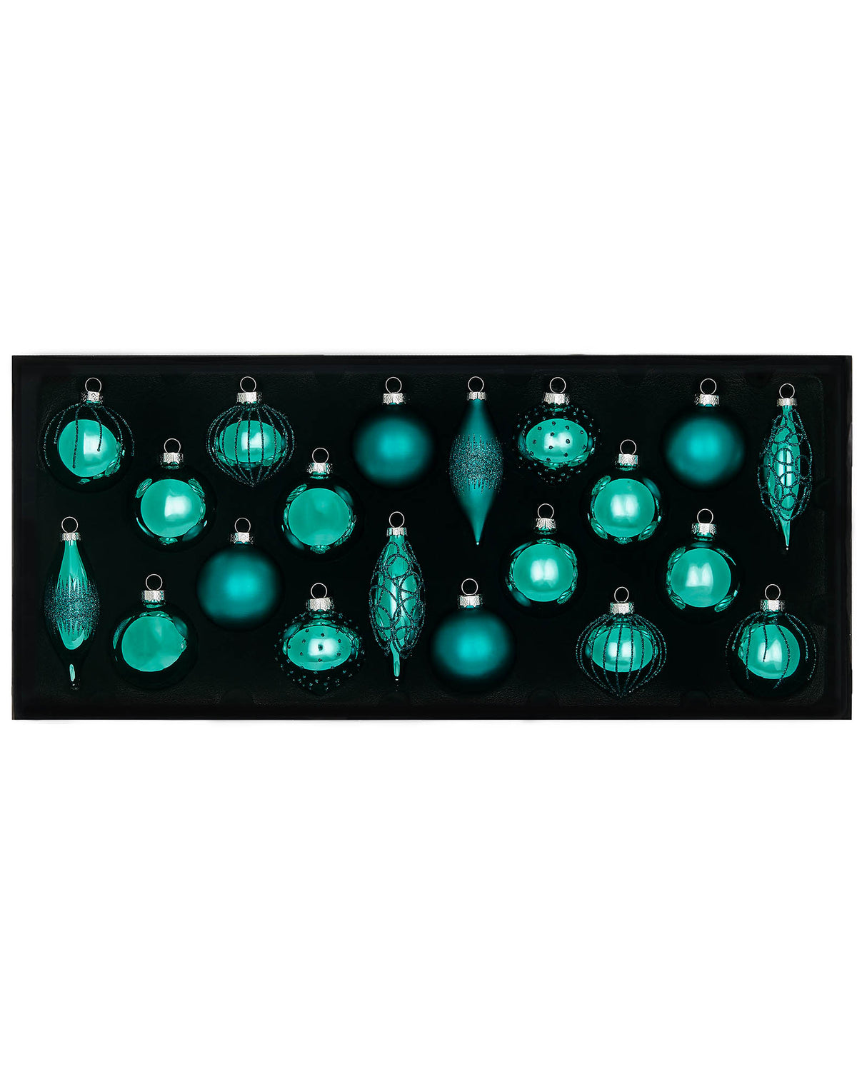 Teal Glass Baubles, 20 Pack