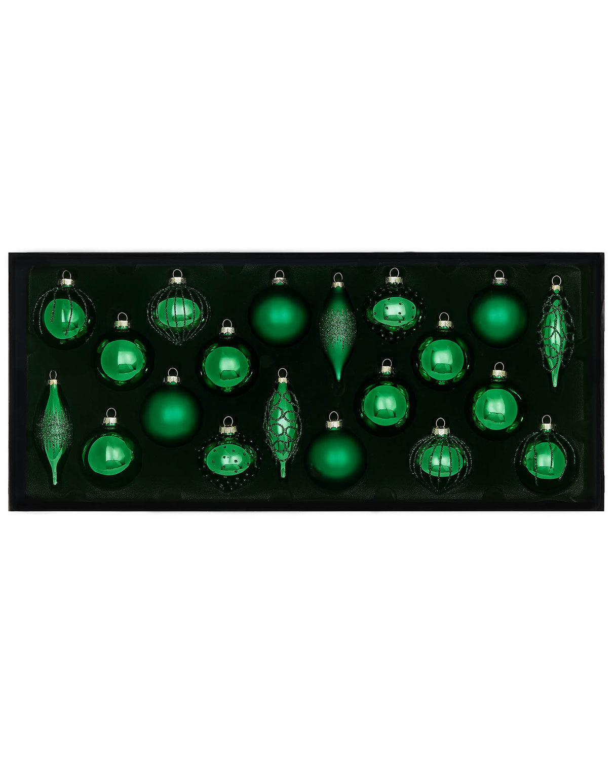 Christmas Green Glass Baubles, 20 Pack