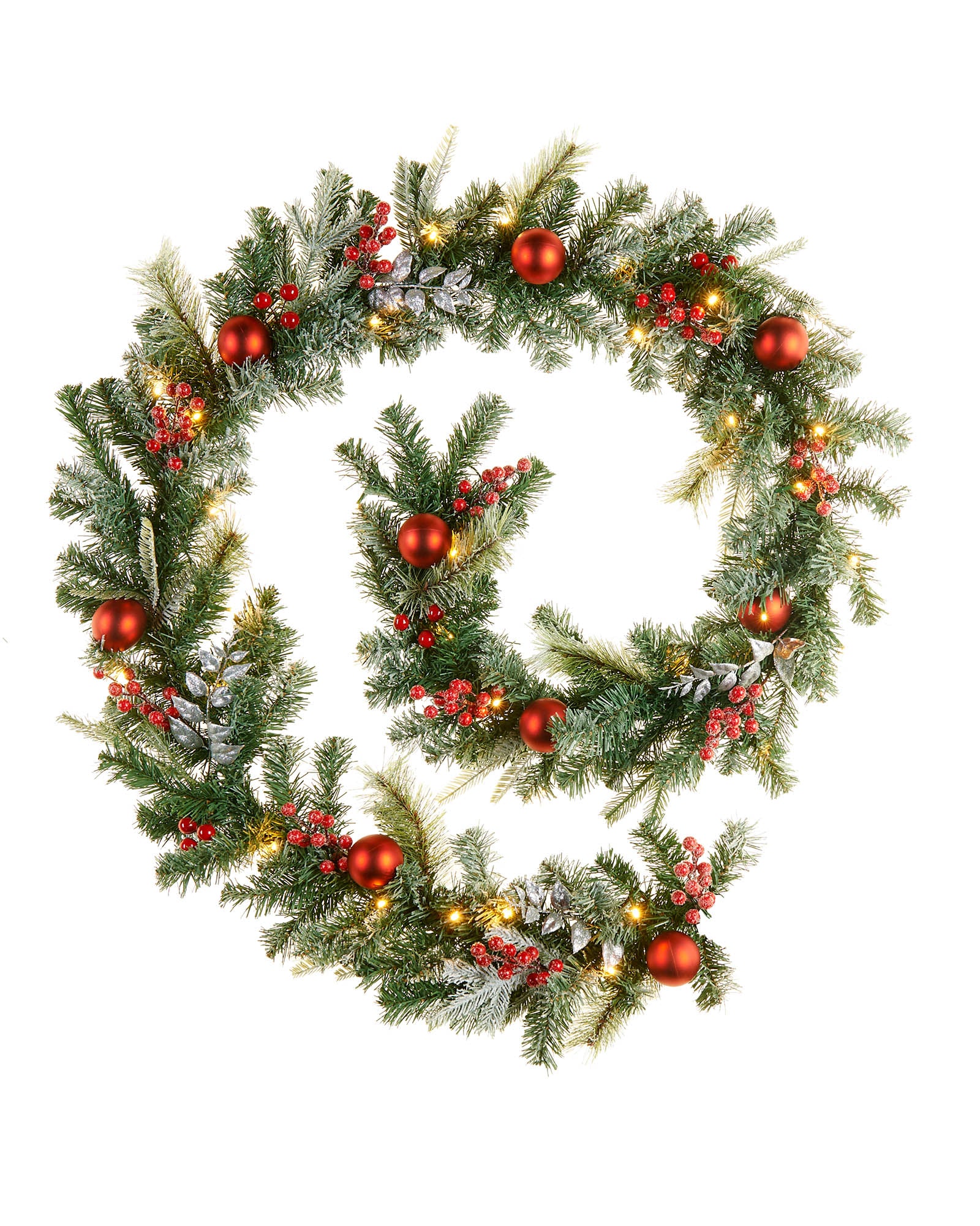 Pre-Lit Decorated Frosted Garland, 9ft