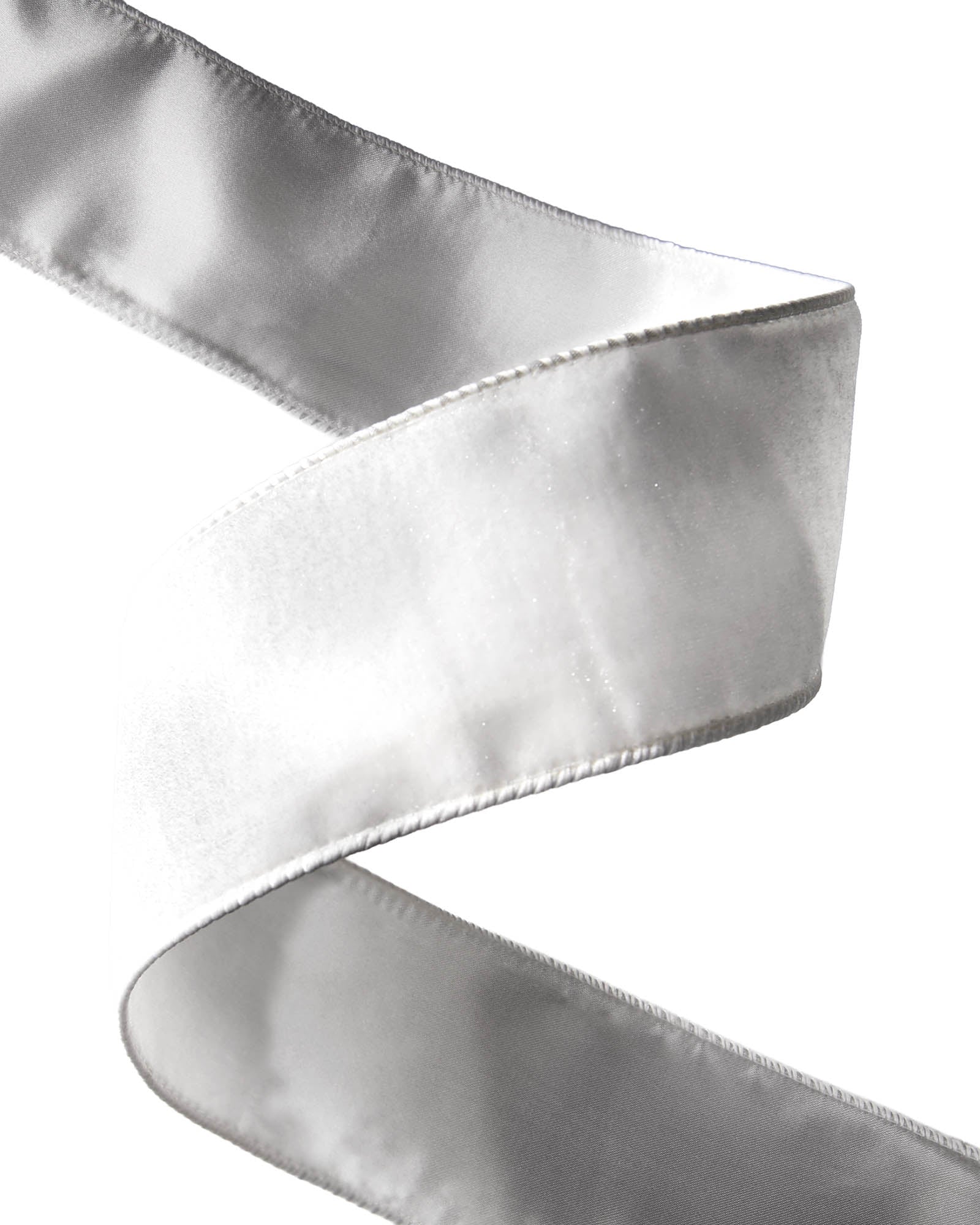 Double-Sided Wired Velvet Ribbon, Silver, 9 m