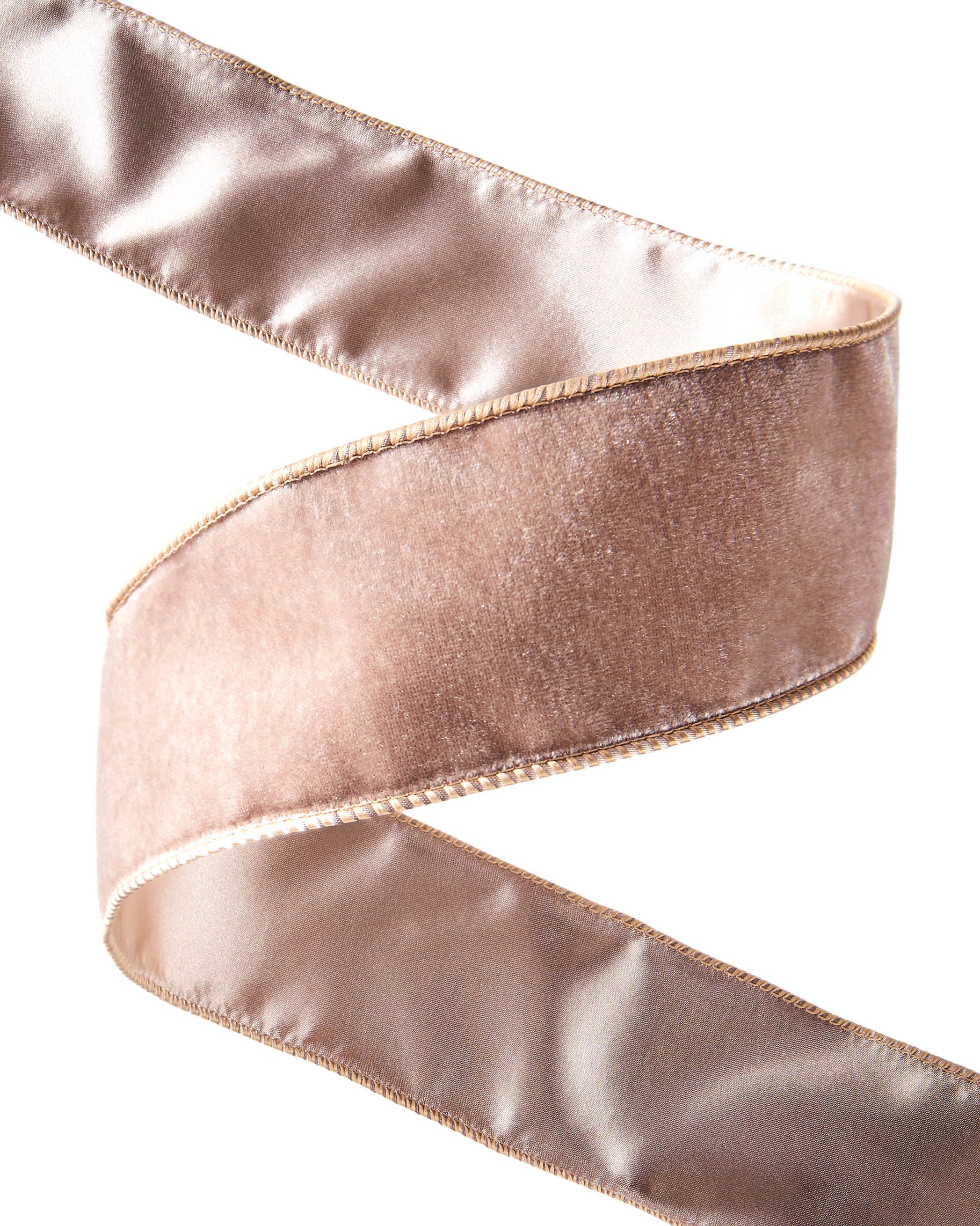 Double-Sided Wired Velvet Ribbon, Mocha, 9 m
