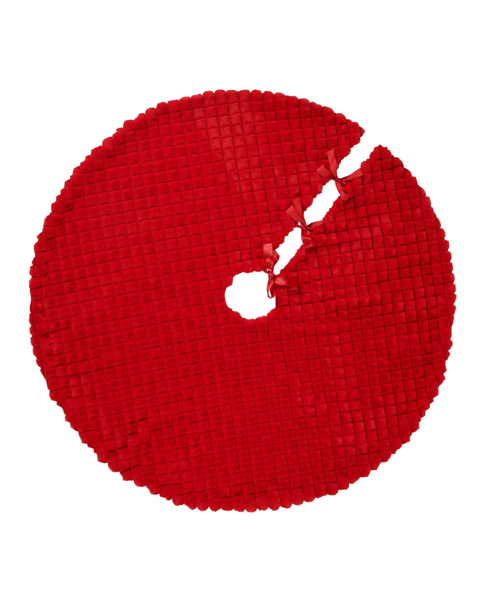 Faux Fur Diamond Tree Skirt, Red, 122 cm