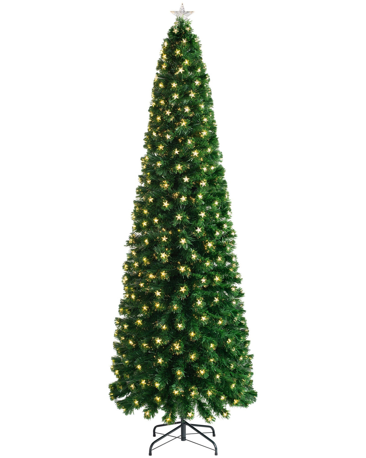 Pre-Lit Fibre Optic Pencil Christmas Tree with Warm White LED Stars, 7 ft