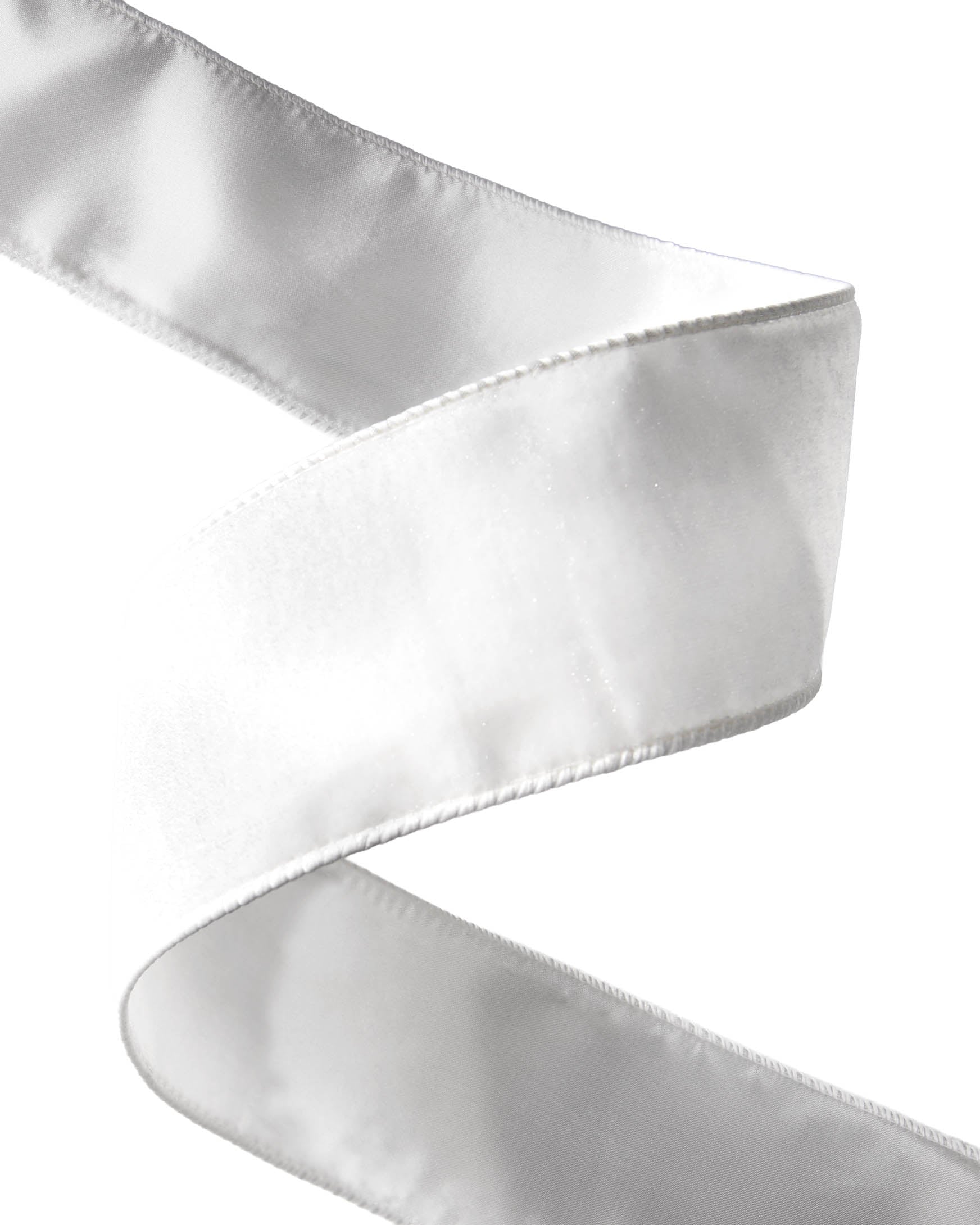 Double-Sided Wired Velvet Ribbon, White, 9 m