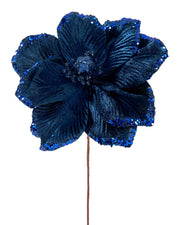 Navy Artificial Magnolia Flower, 26 cm