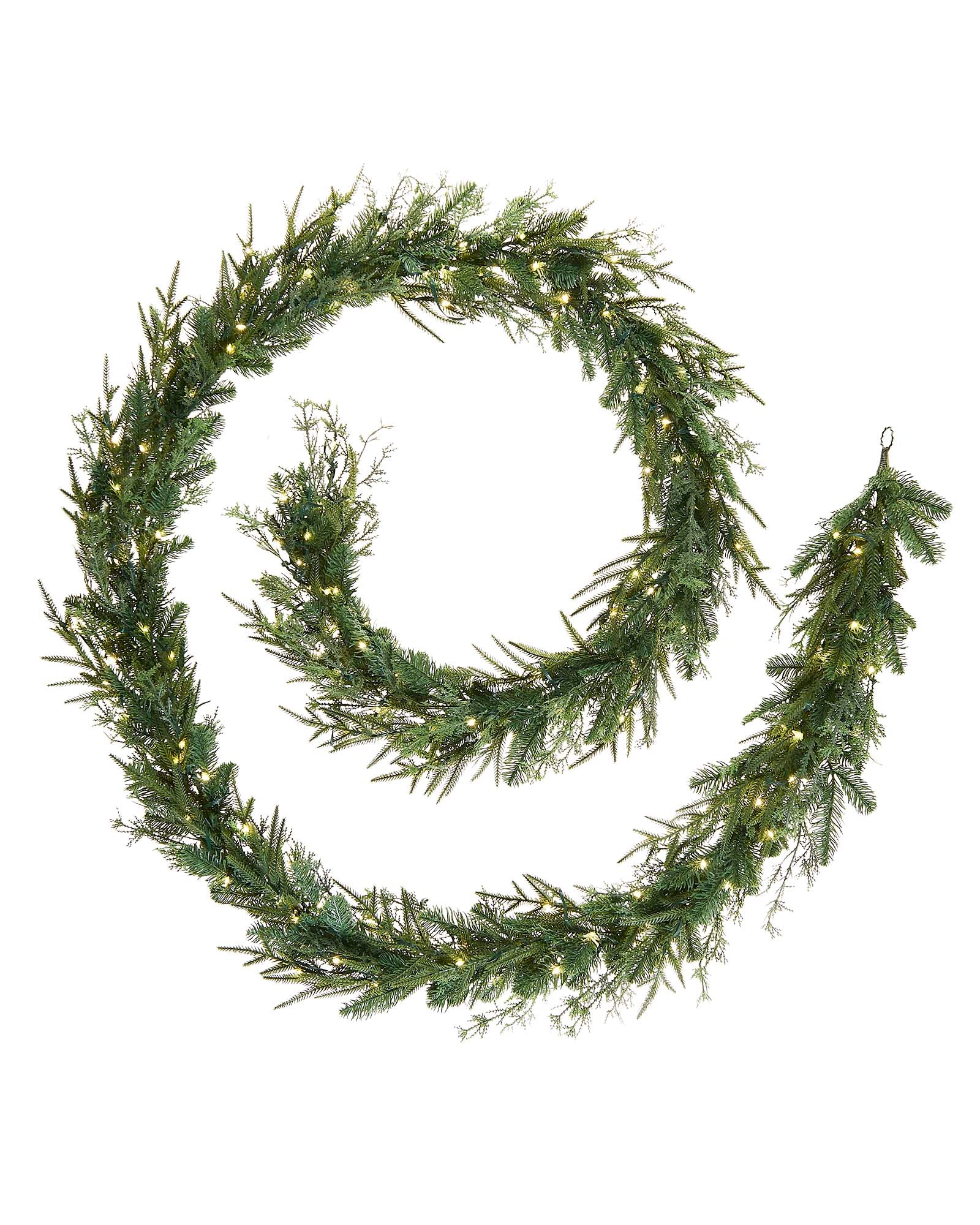 Pre-Lit Natural Fir Garland, 12 ft