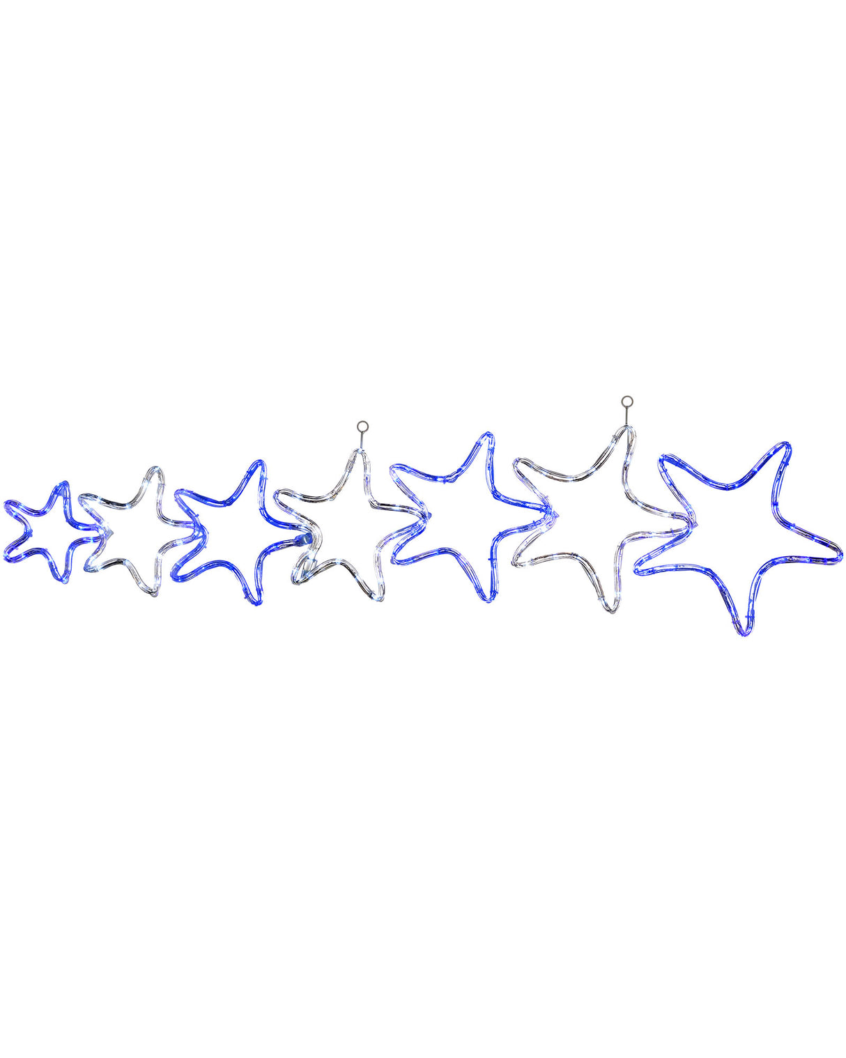 7-Star Motif Rope Light Silhouette, White/Blue, 119 cm