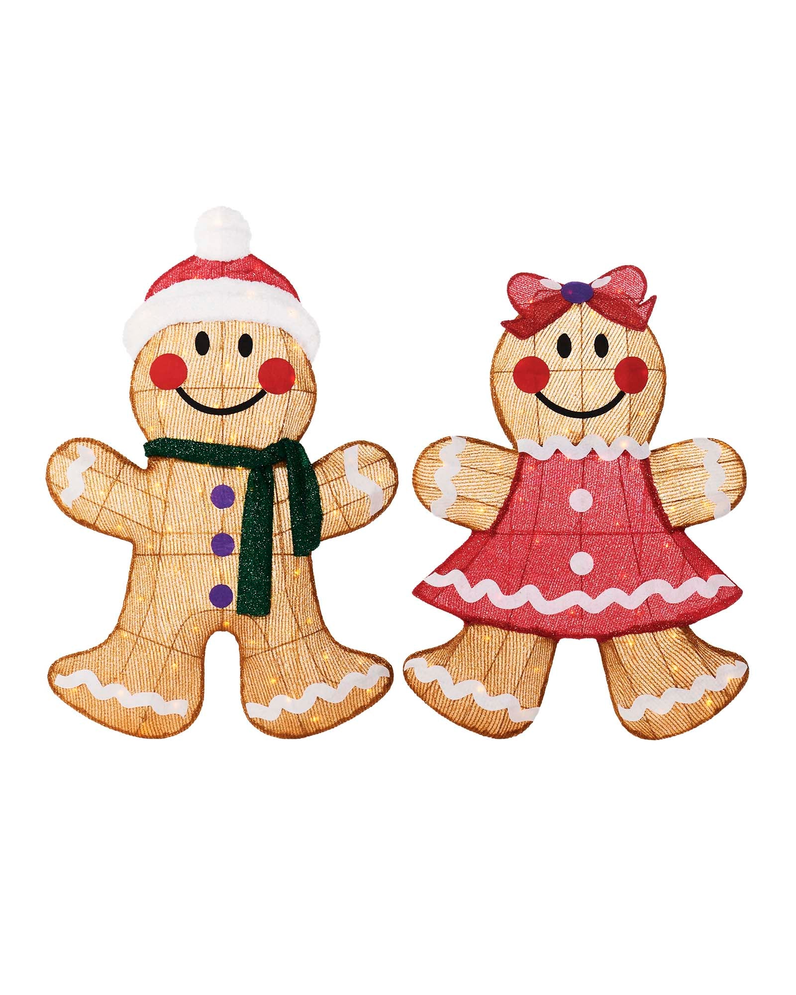 Christmas Gingerbread Man and Woman Light Silhouette Set