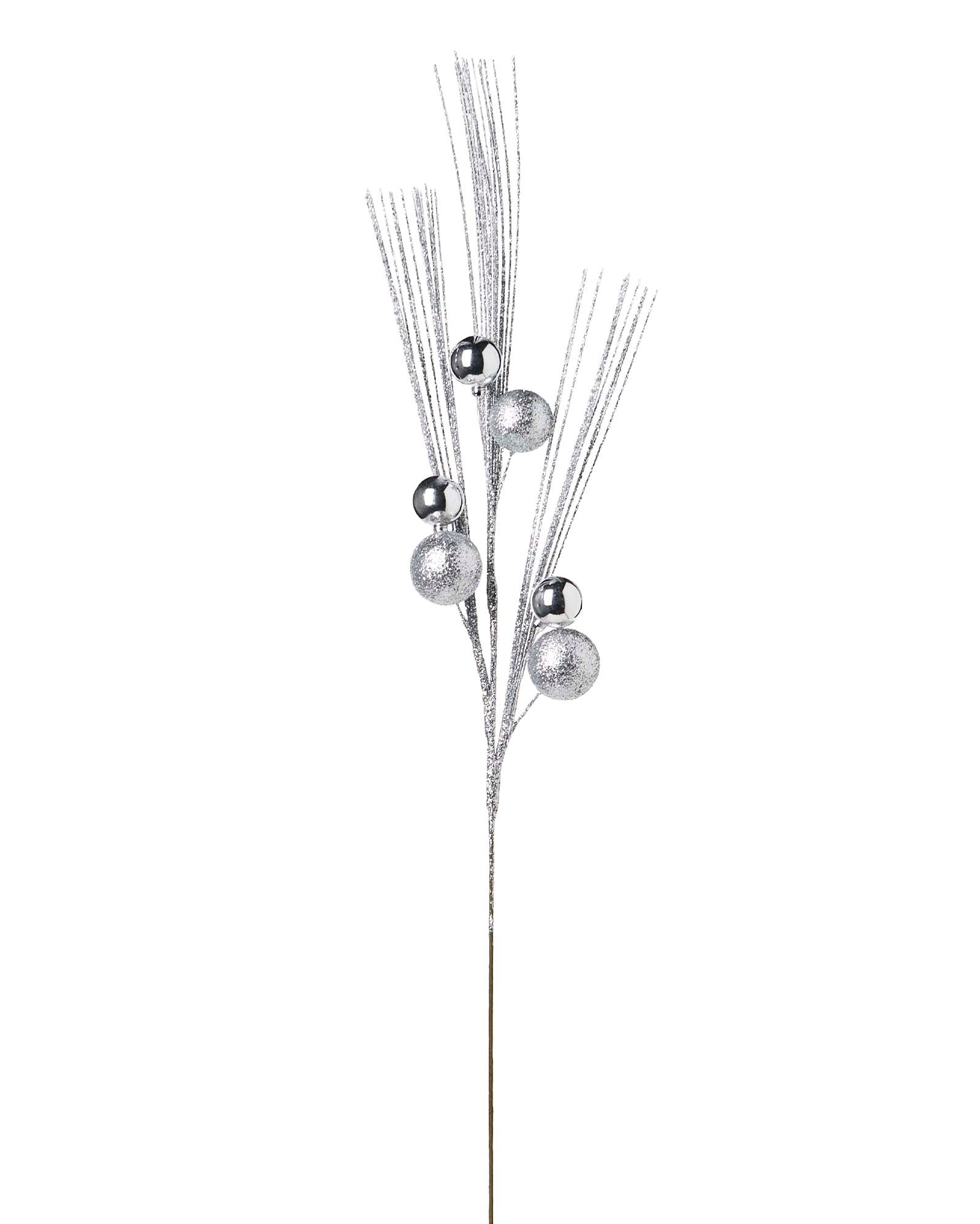 Glitter Bauble Spray, Silver, 72 cm