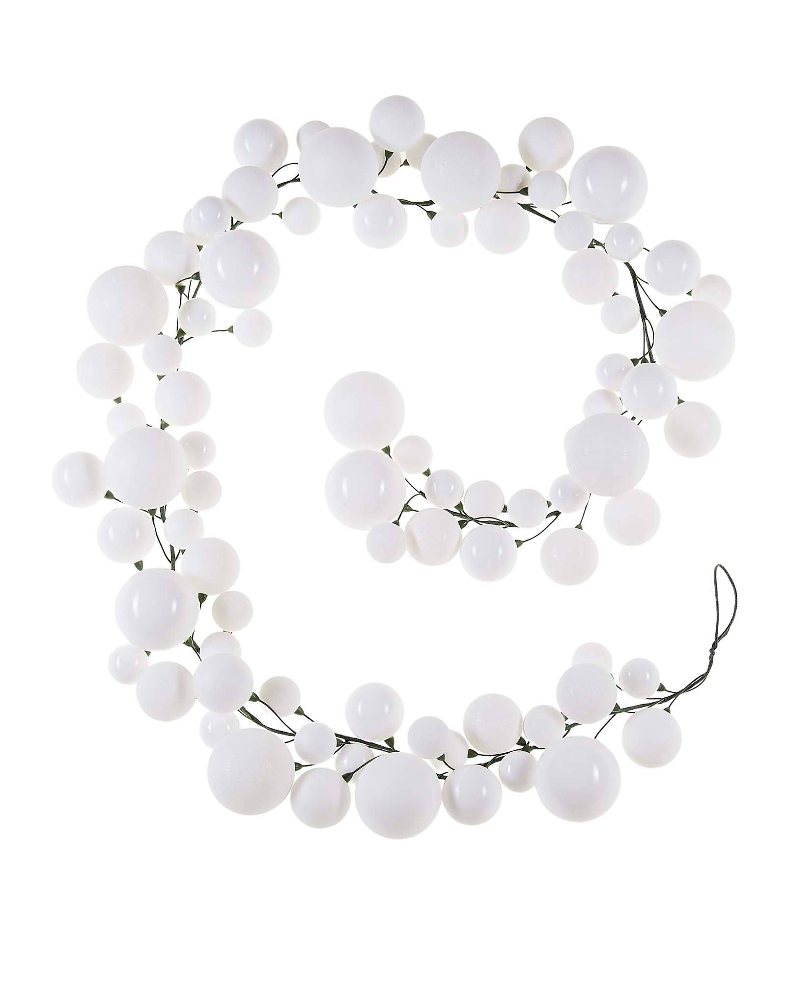 White Bauble Garland, 9 ft