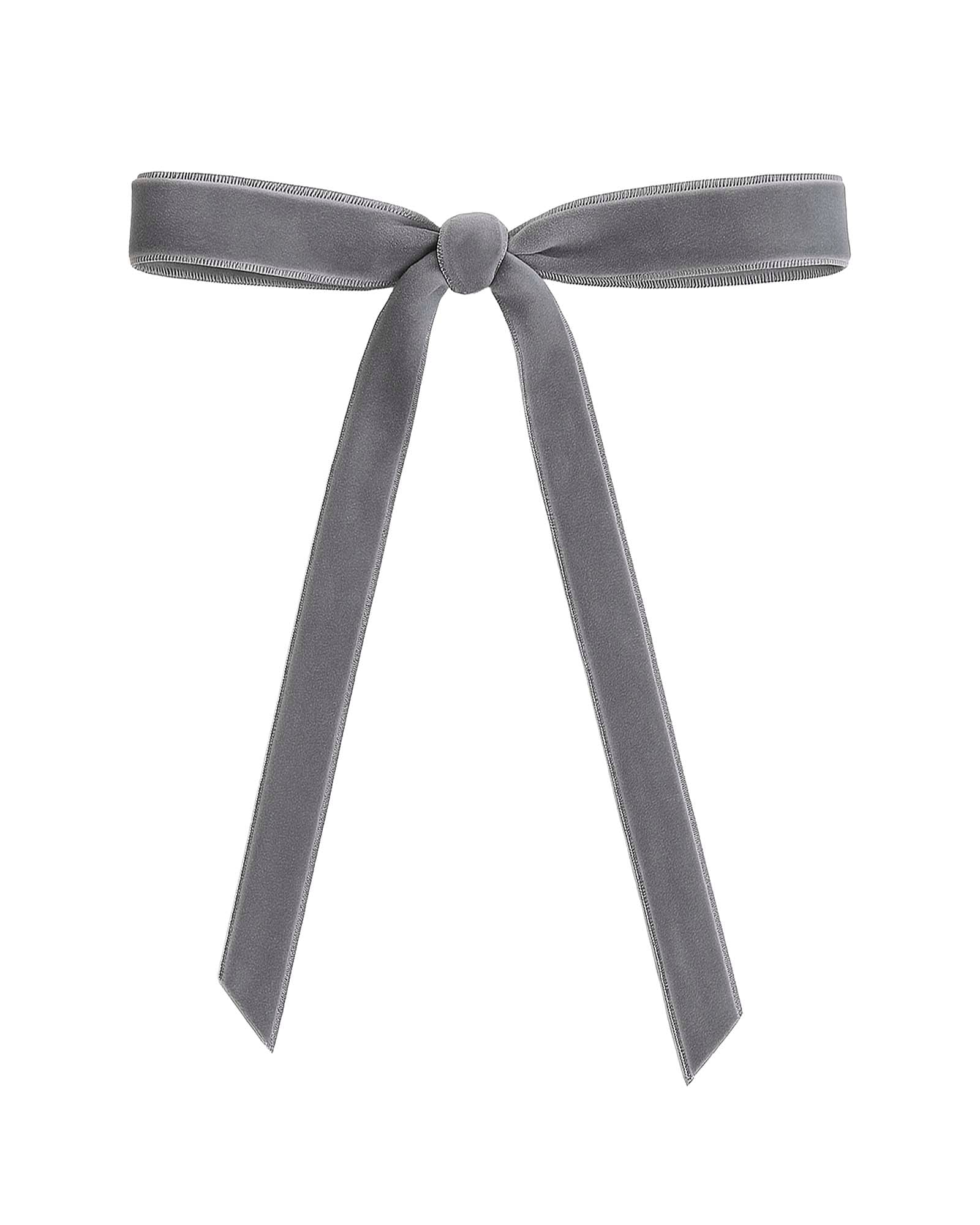 Set of 20 Velvet Bows, Silver, 13 cm