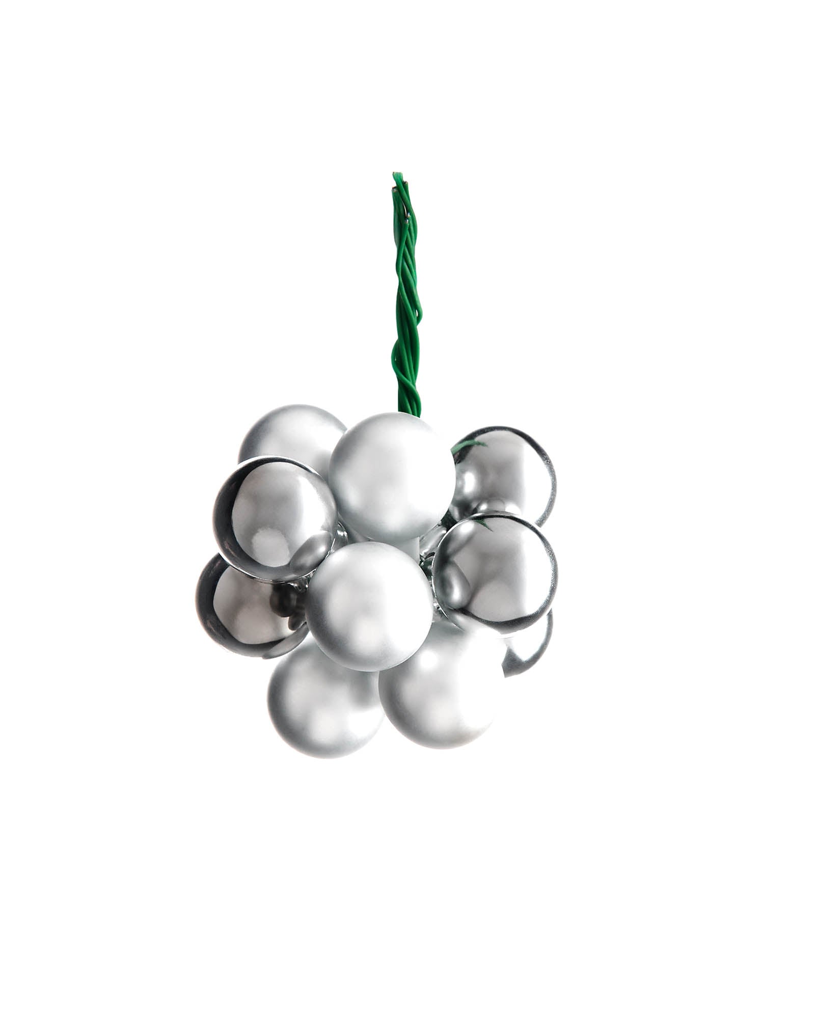 Ten Silver Glass Berry Cluster Baubles