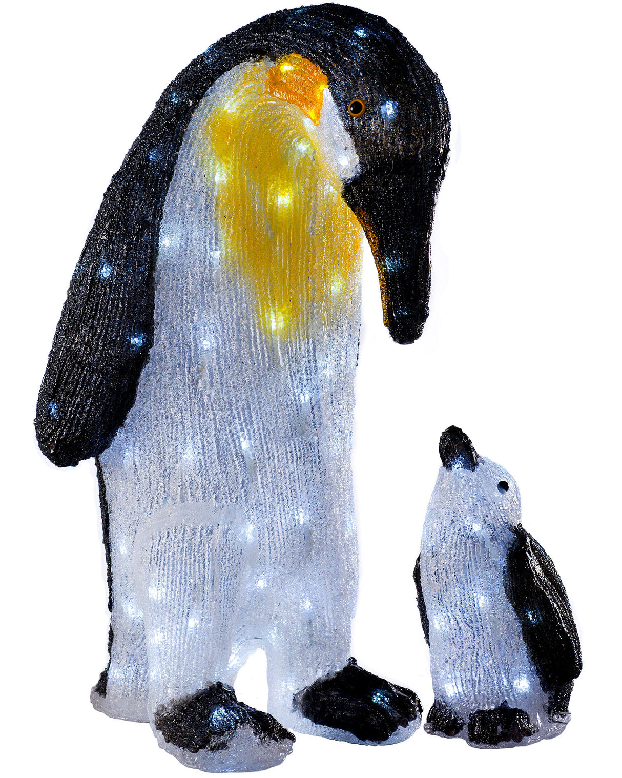 Pre-Lit Acrylic Penguin Family Figurine, 21 cm