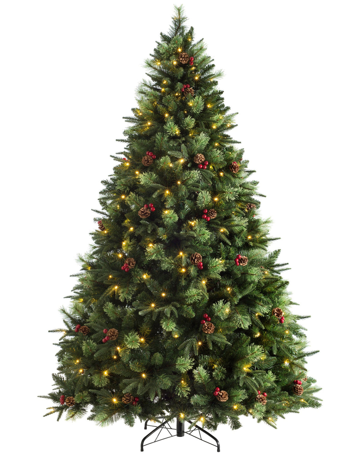 Pre-Lit Victorian Mixed Tip Berries & Pinecones Christmas Tree, 5 ft