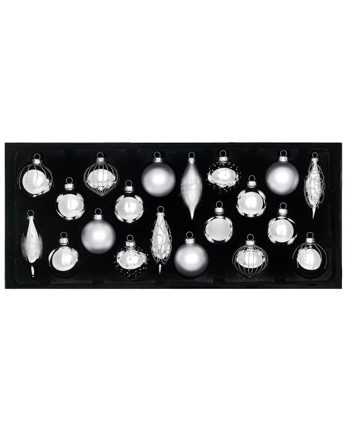 Silver Glass Baubles, 20 Pack