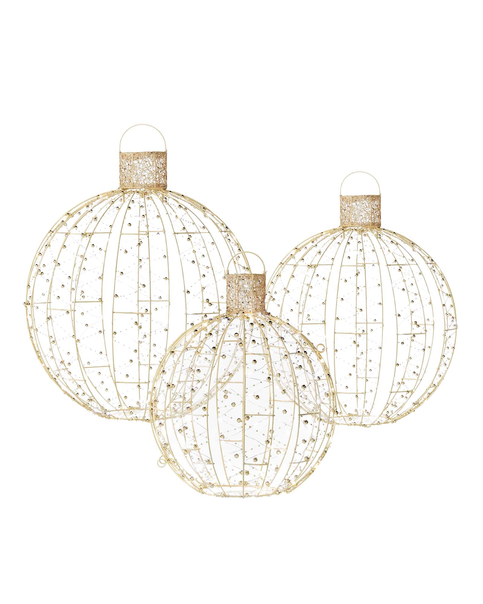 Set of 3 Pre-Lit Baubles Silhouette, 62 cm