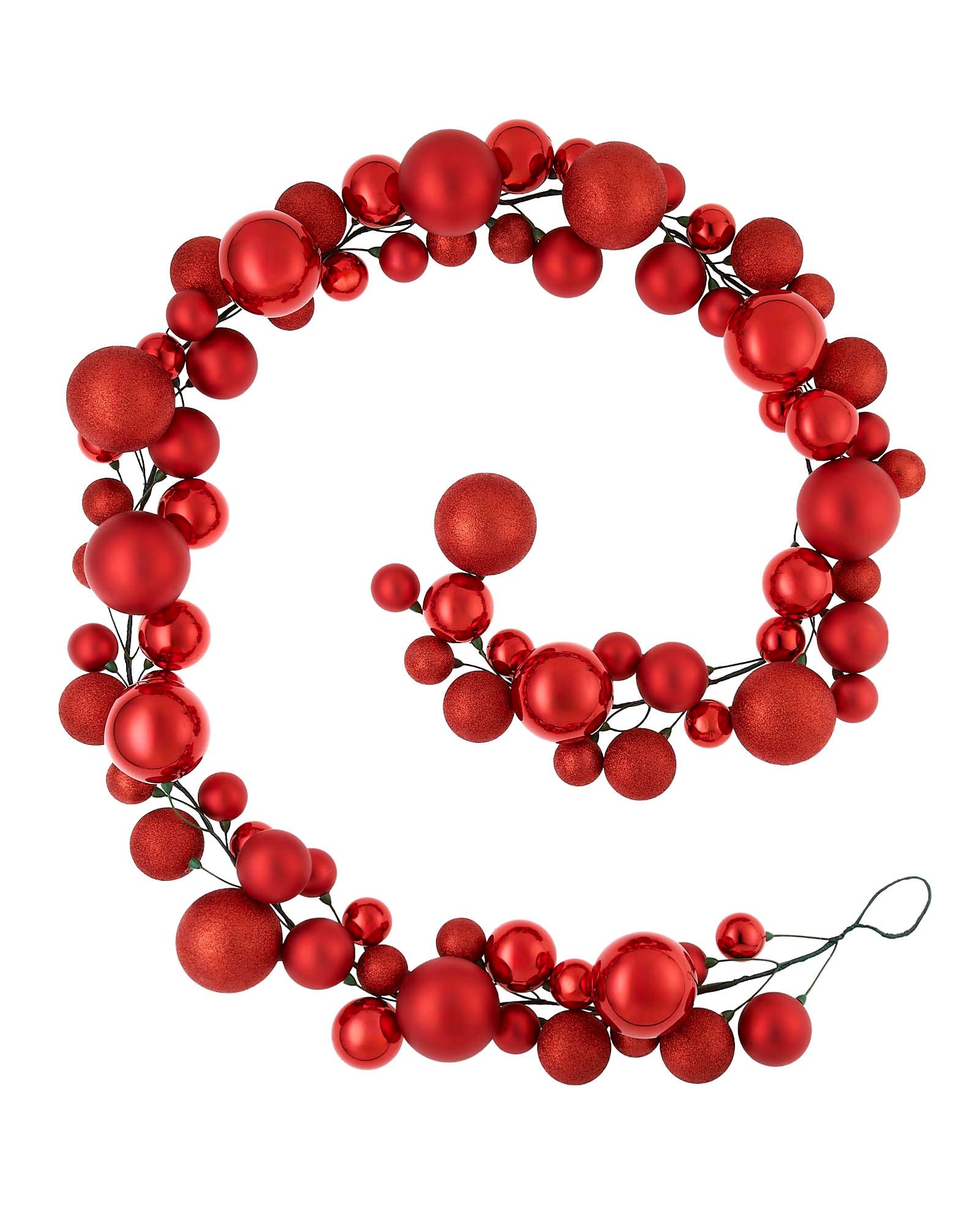 Red Bauble Garland, Christmas, 9 ft