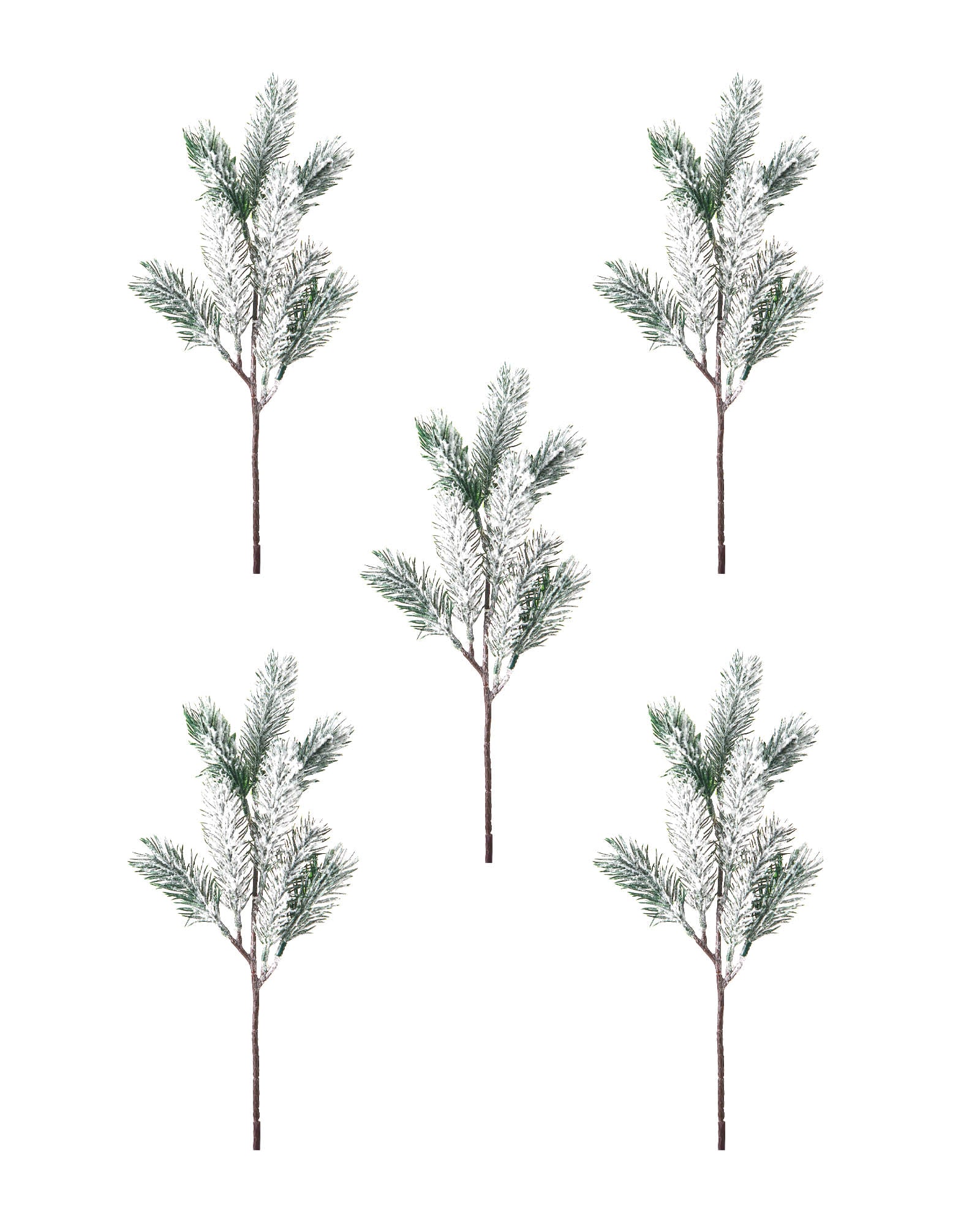 Set of 5 Snow Flocked Picks, 32 cm