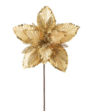 Gold Artificial Poinsettia Flower, 28 cm