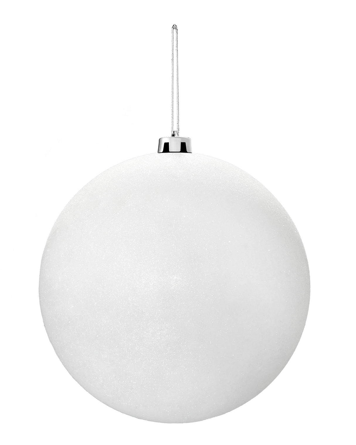White Large Glitter Shatterproof Bauble, 20 cm