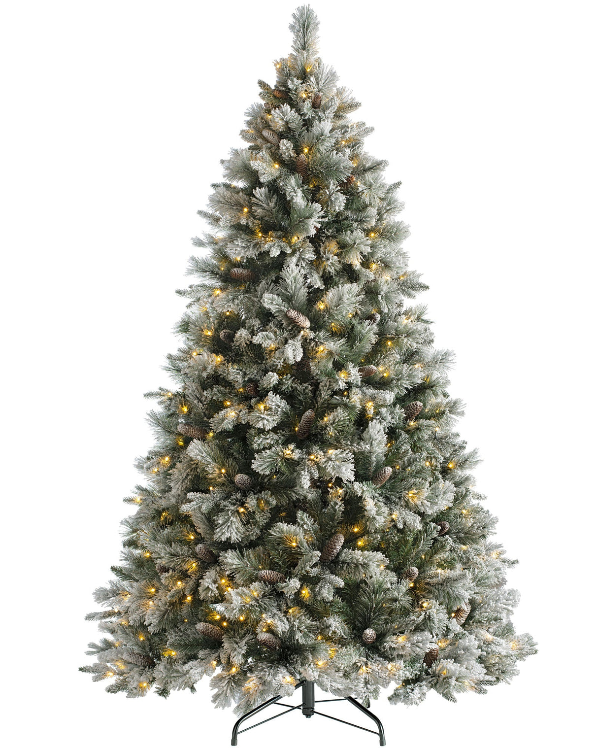 Pre-Lit Snow Flocked Mixed Pine Christmas Tree, 7 ft