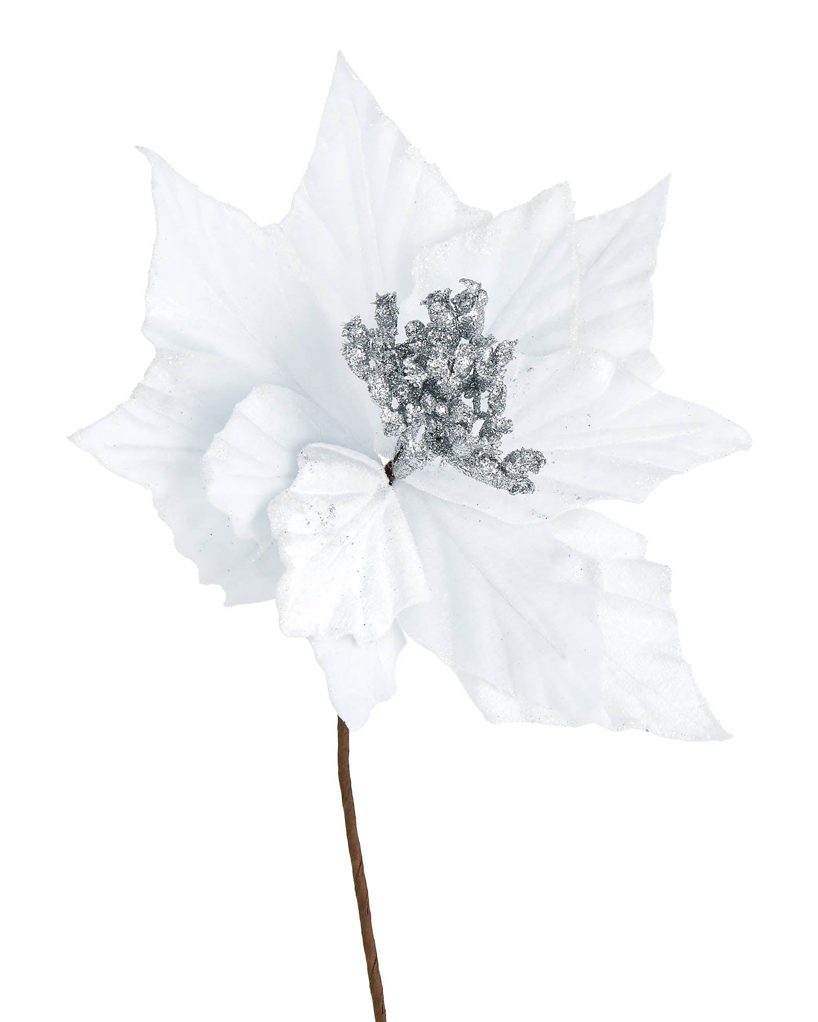 White Artificial Poinsettia Flower, 26 cm